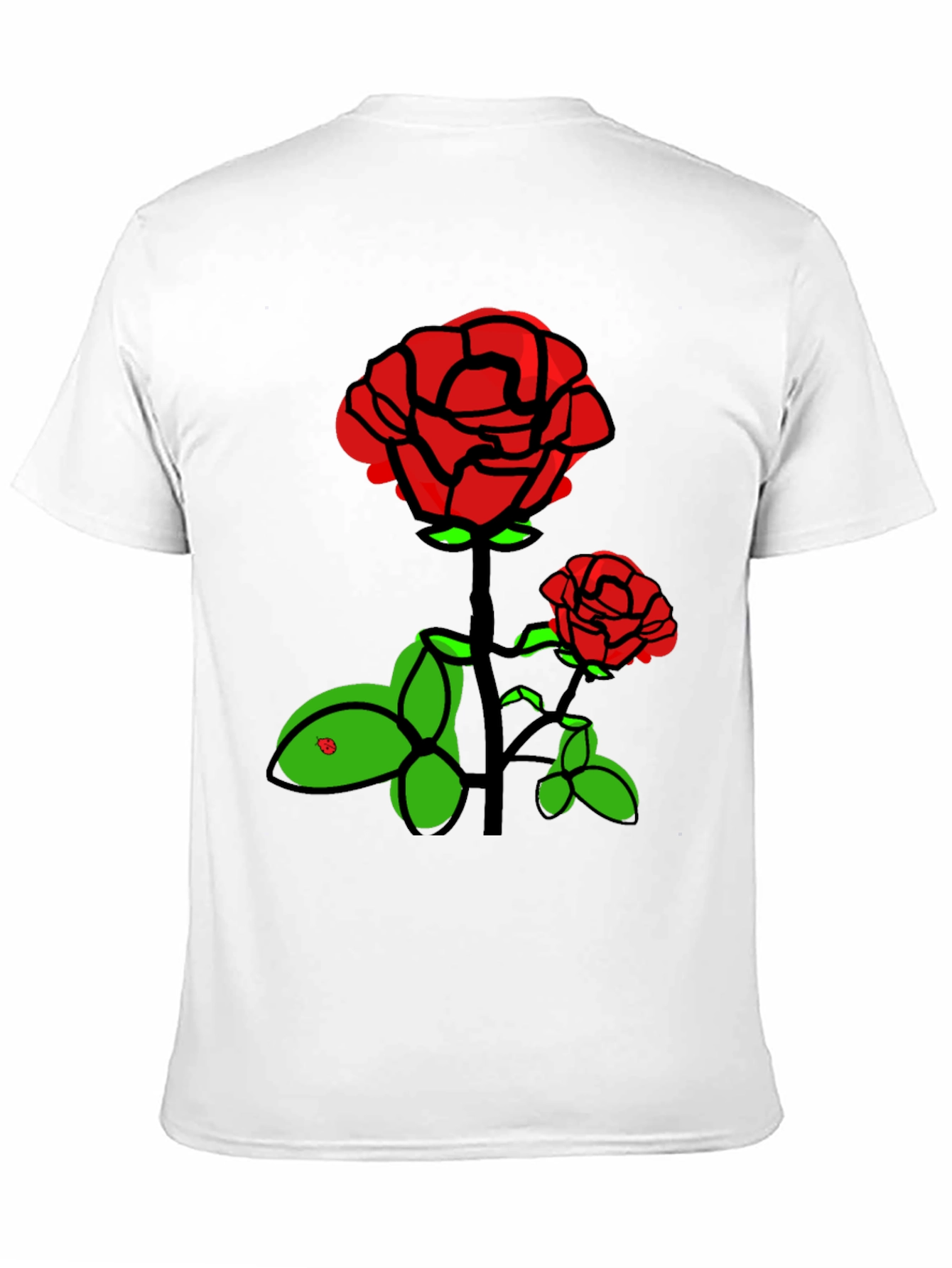 Rose Graphic T-Shirt - Black Cotton Blend