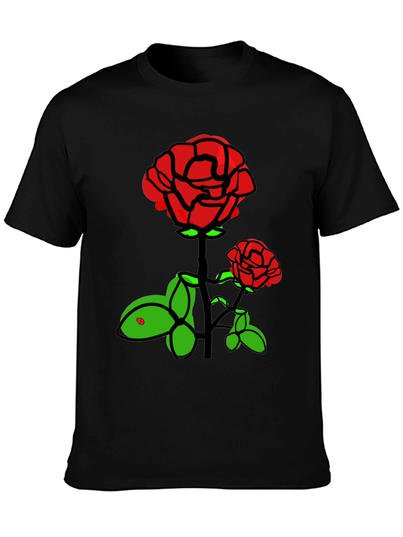 Rose Graphic T-Shirt - Black Cotton Blend