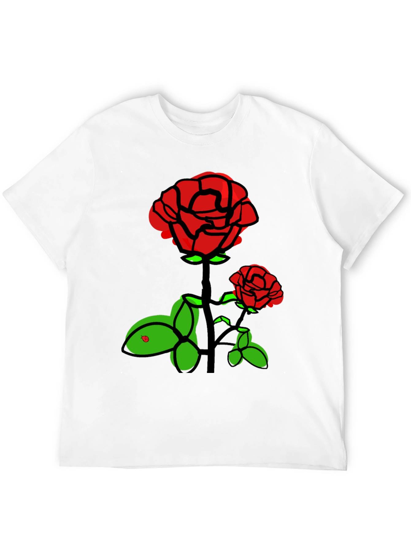 Rose Graphic T-Shirt - Black Cotton Blend