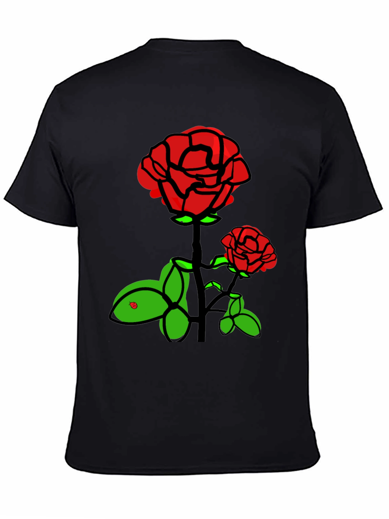 Rose Graphic T-Shirt - Black Cotton Blend