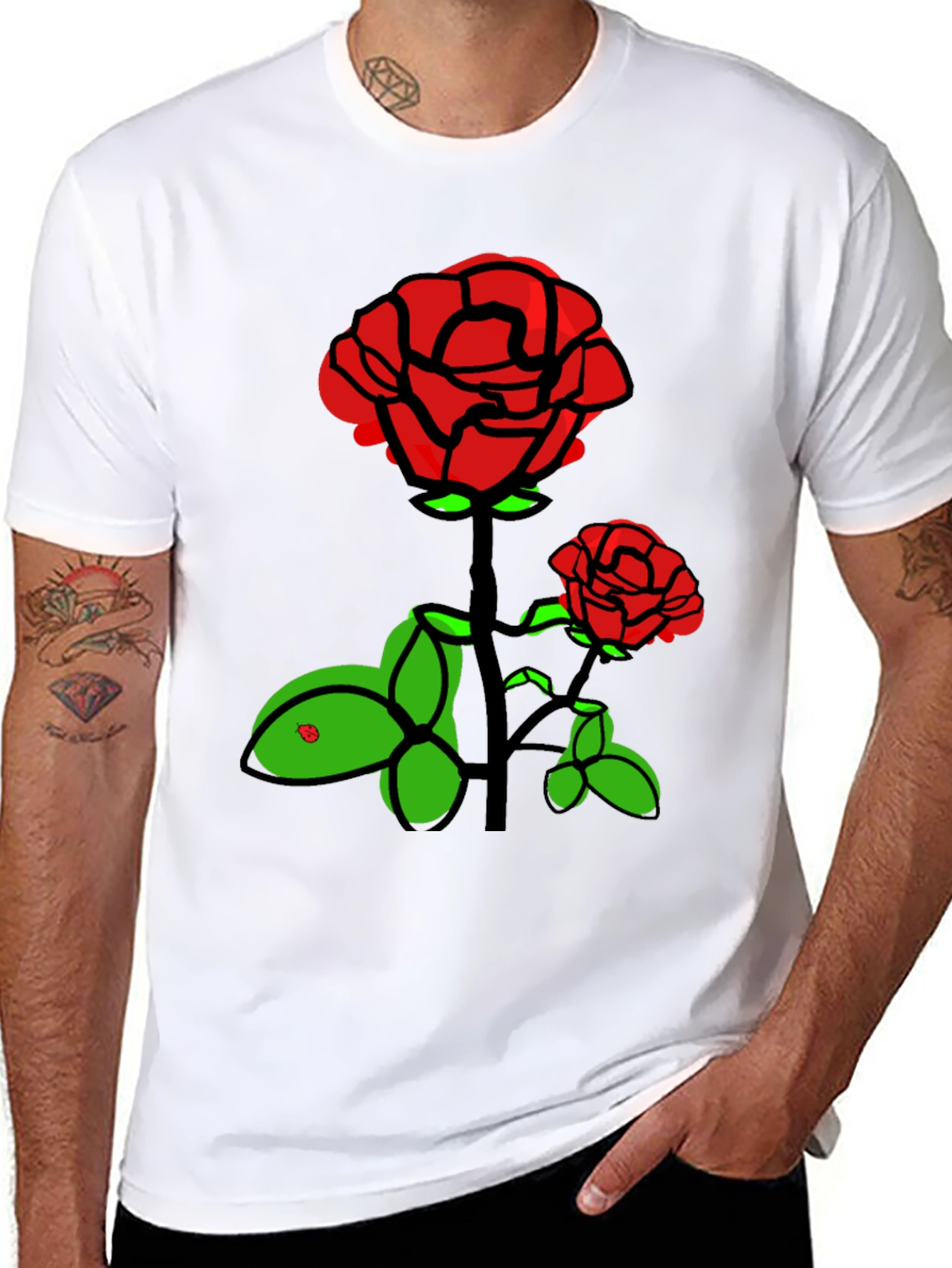Rose Graphic T-Shirt - Black Cotton Blend
