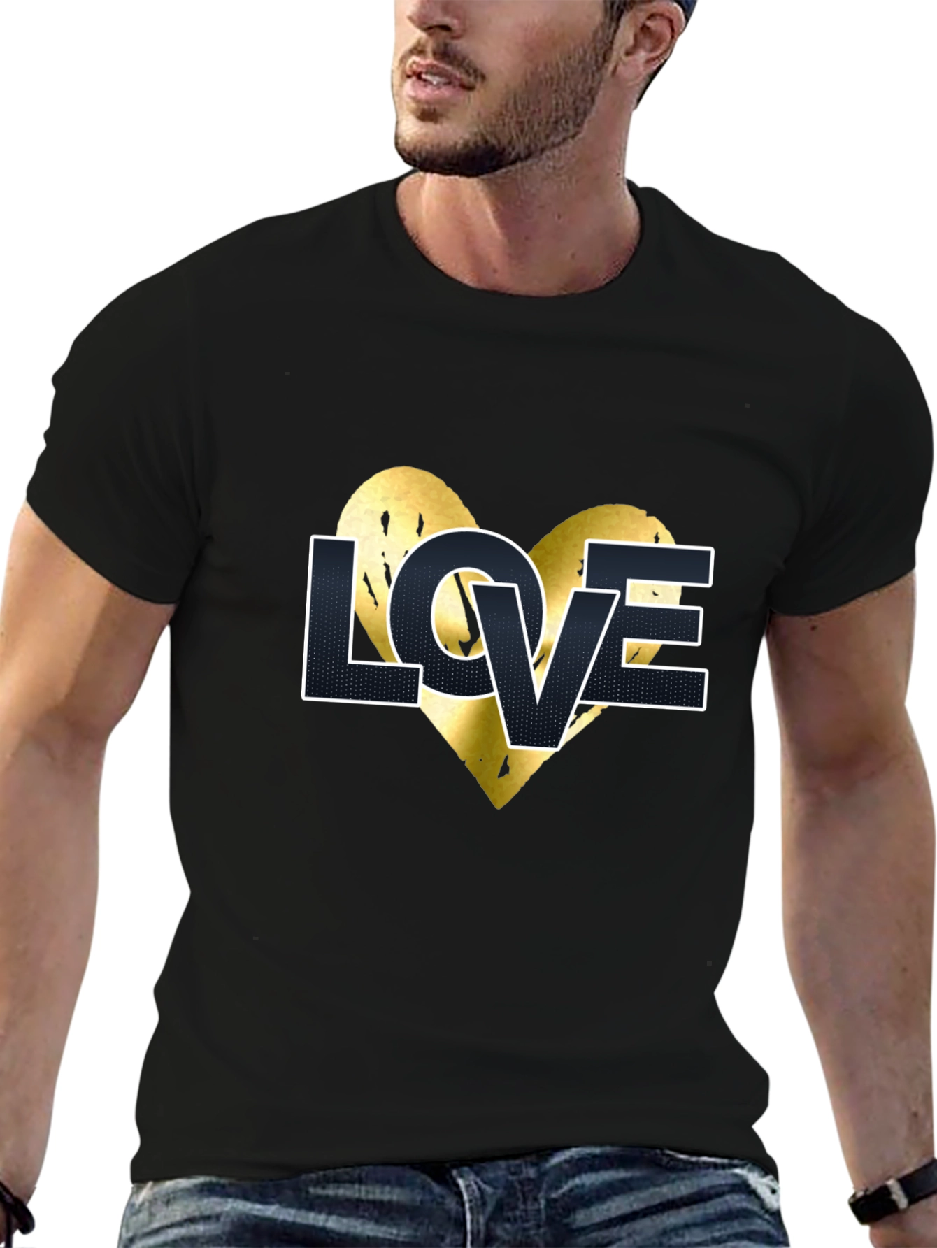 LOVE Heart Graphic Print Crew Neck T-Shirt