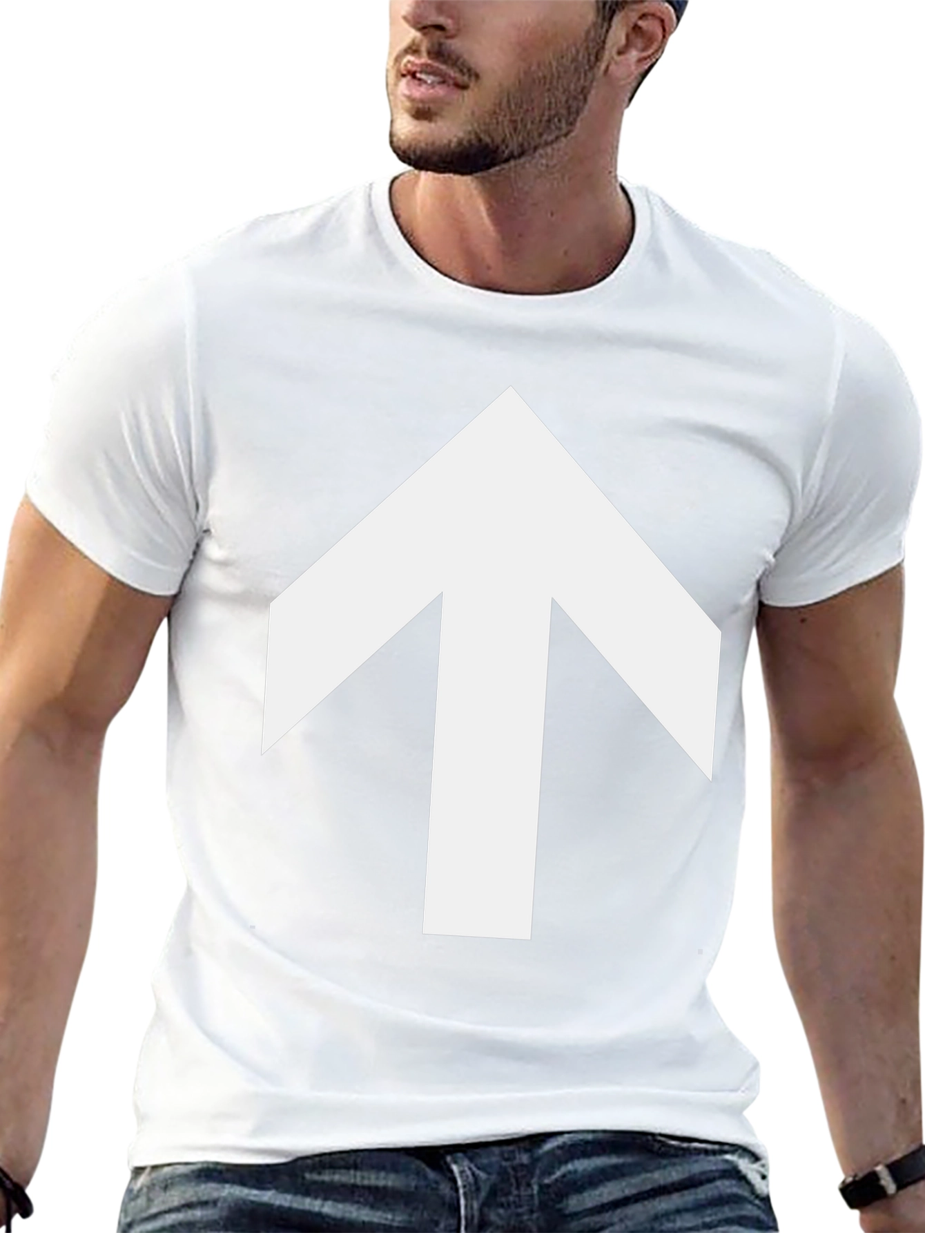 Arrow Up Graphic Tee - Casual Black T-Shirt