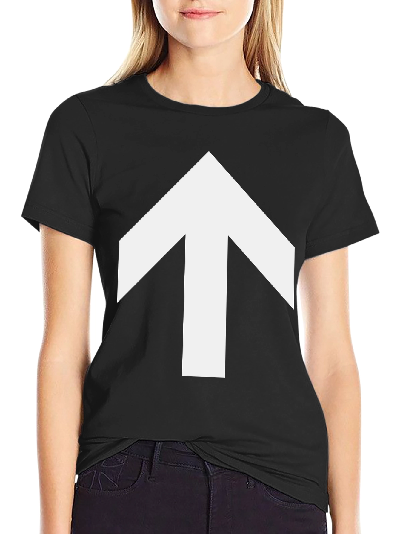 Arrow Up Graphic Tee - Casual Black T-Shirt
