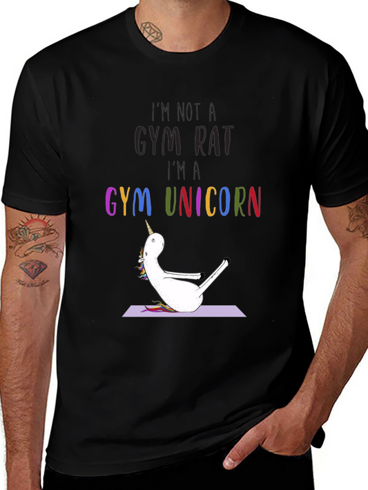 Gym Unicorn Graphic Tee - Black Cotton T-Shirt