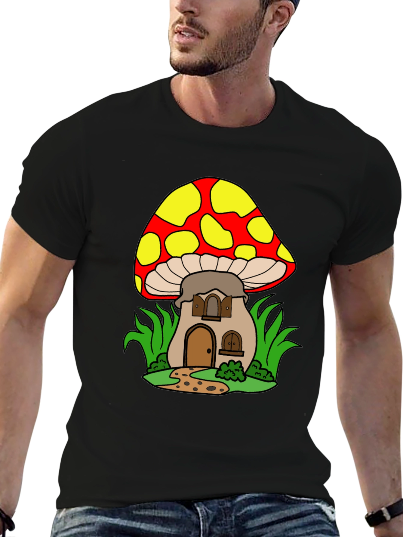 Mushroom House Graphic Tee - Whimsical Design