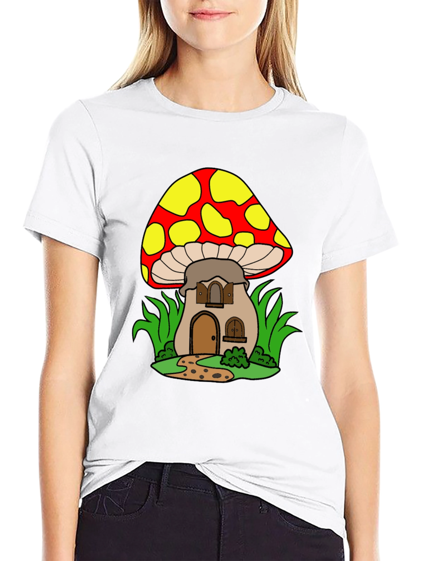 Mushroom House Graphic Tee - Whimsical Design