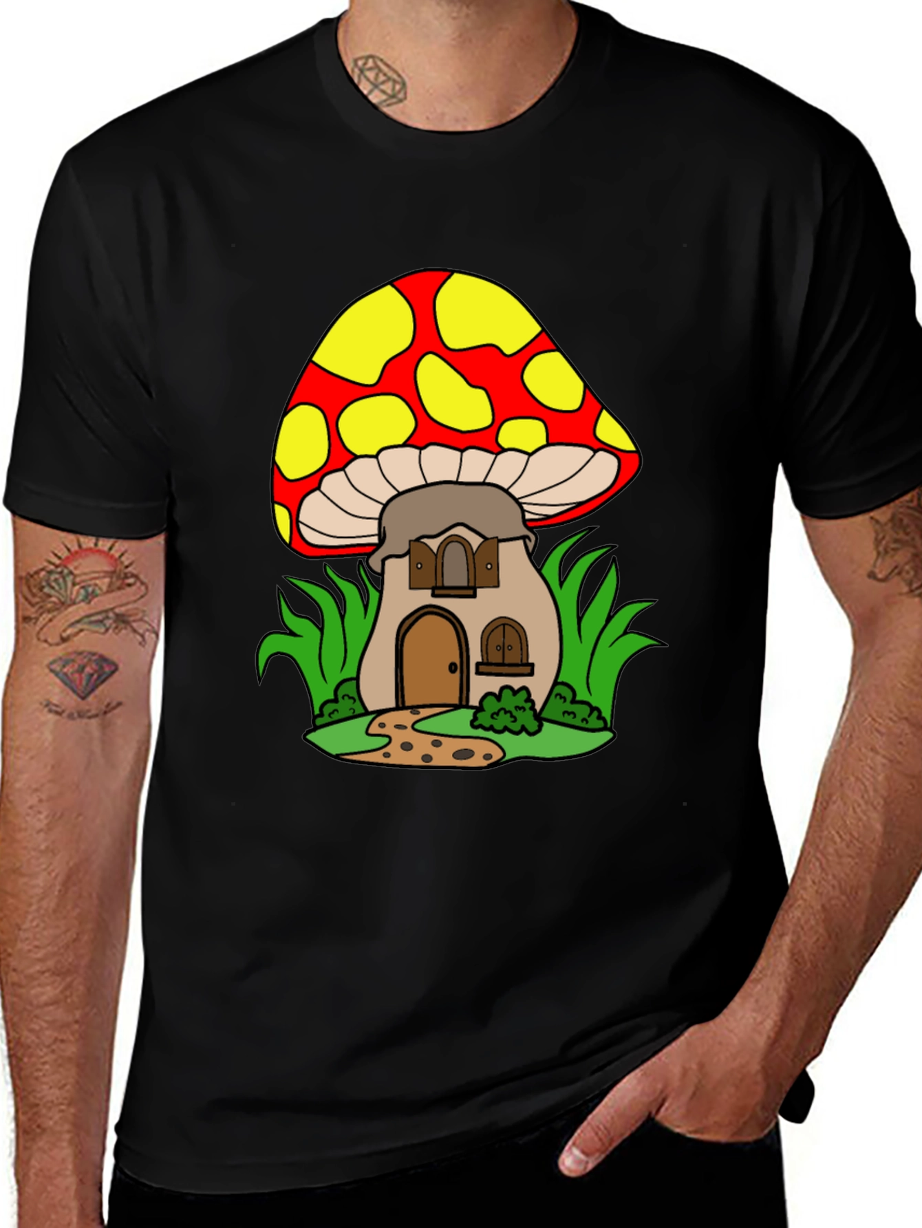 Mushroom House Graphic Tee - Whimsical Design