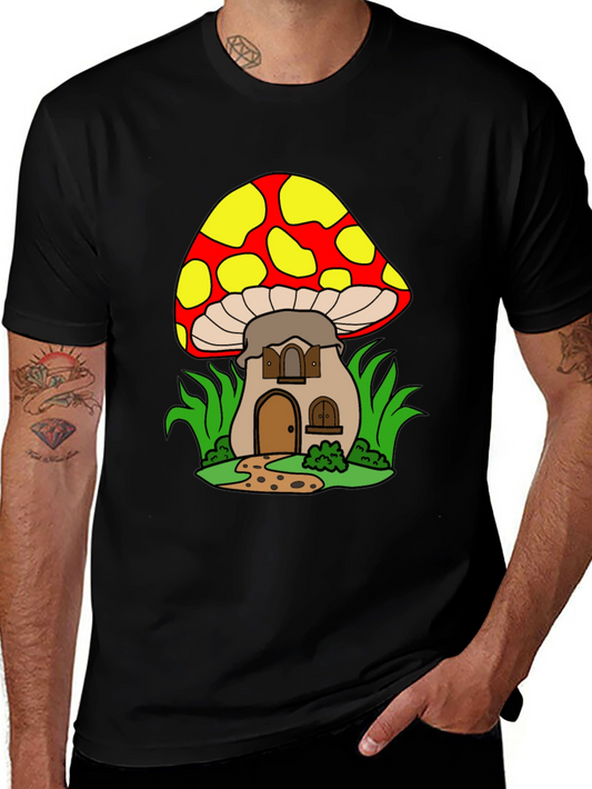 Mushroom House Graphic Tee - Whimsical Design