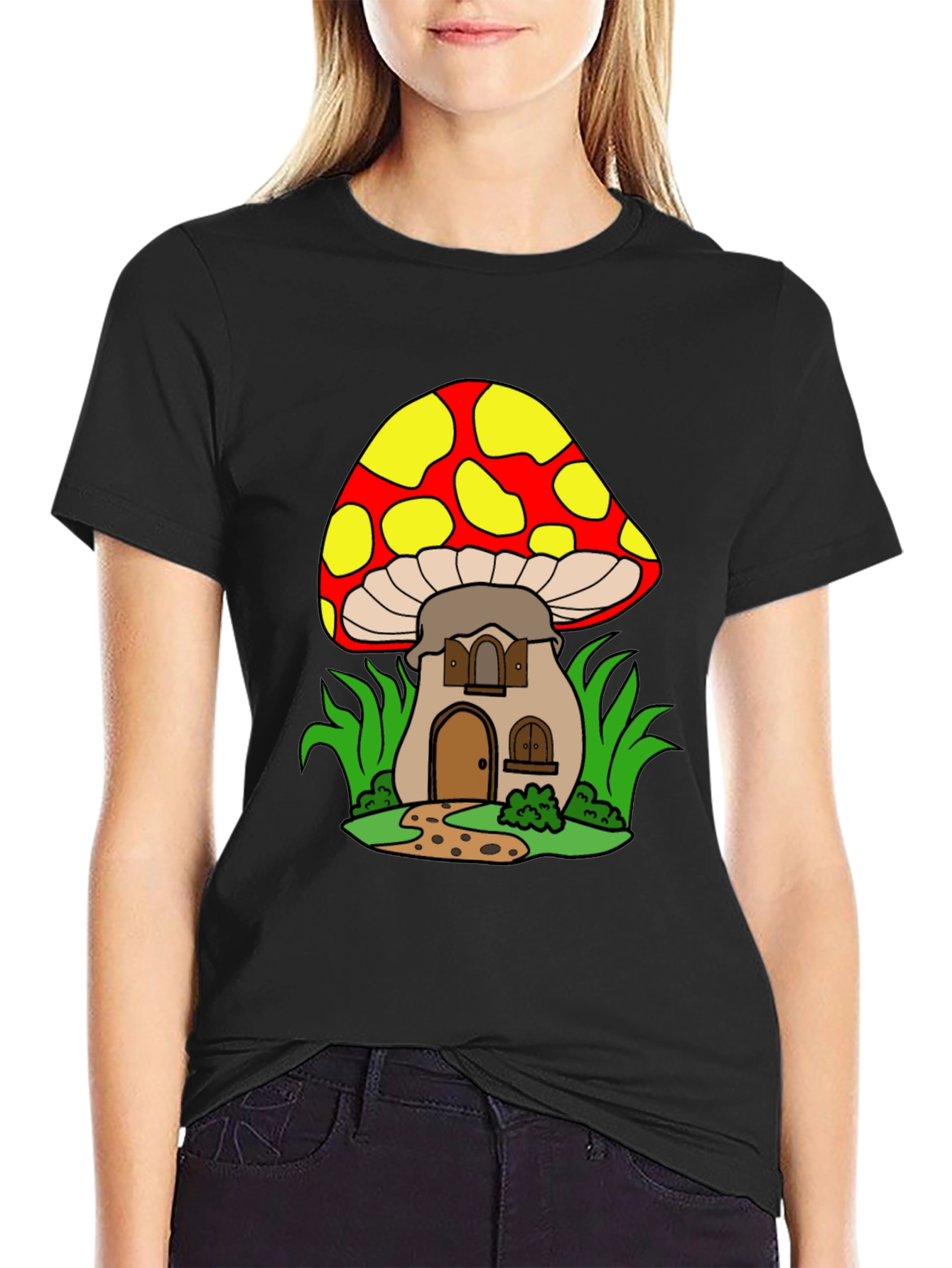 Mushroom House Graphic Tee - Whimsical Design