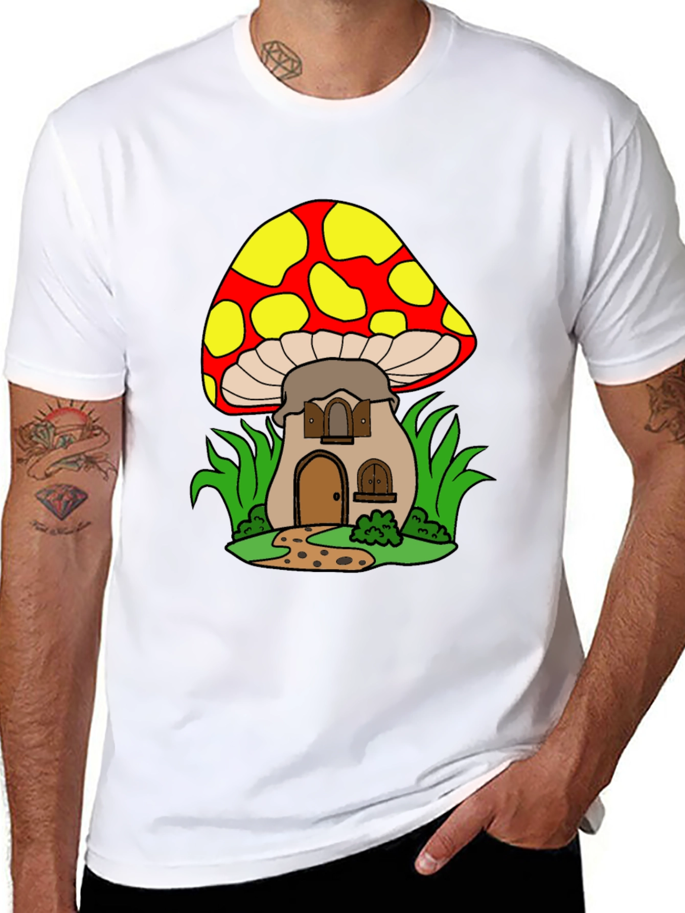 Mushroom House Graphic Tee - Whimsical Design