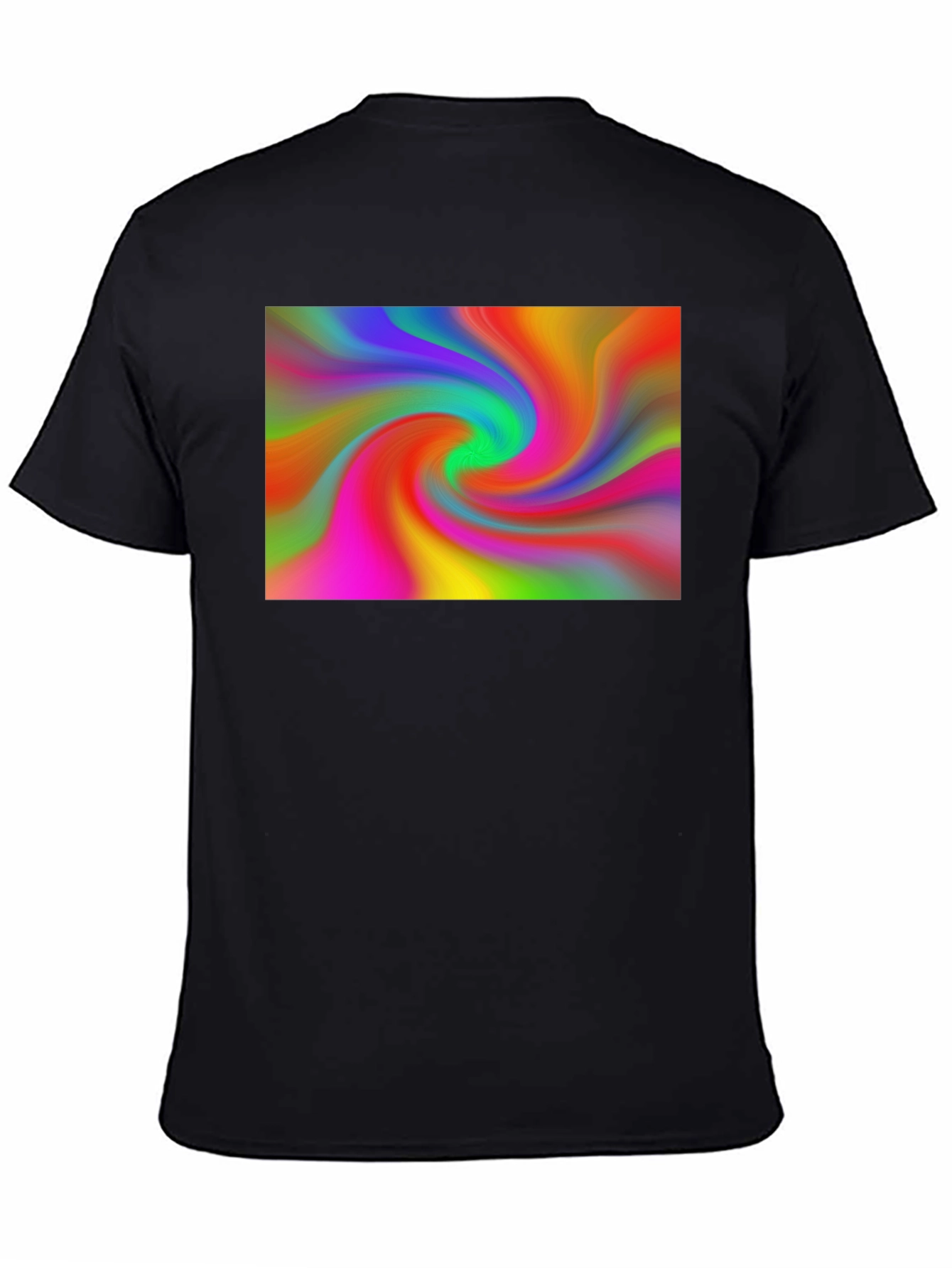 Vibrant Swirl Graphic Black T-Shirt