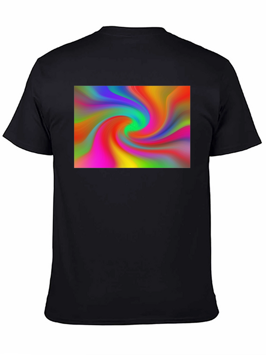 Vibrant Swirl Graphic Black T-Shirt