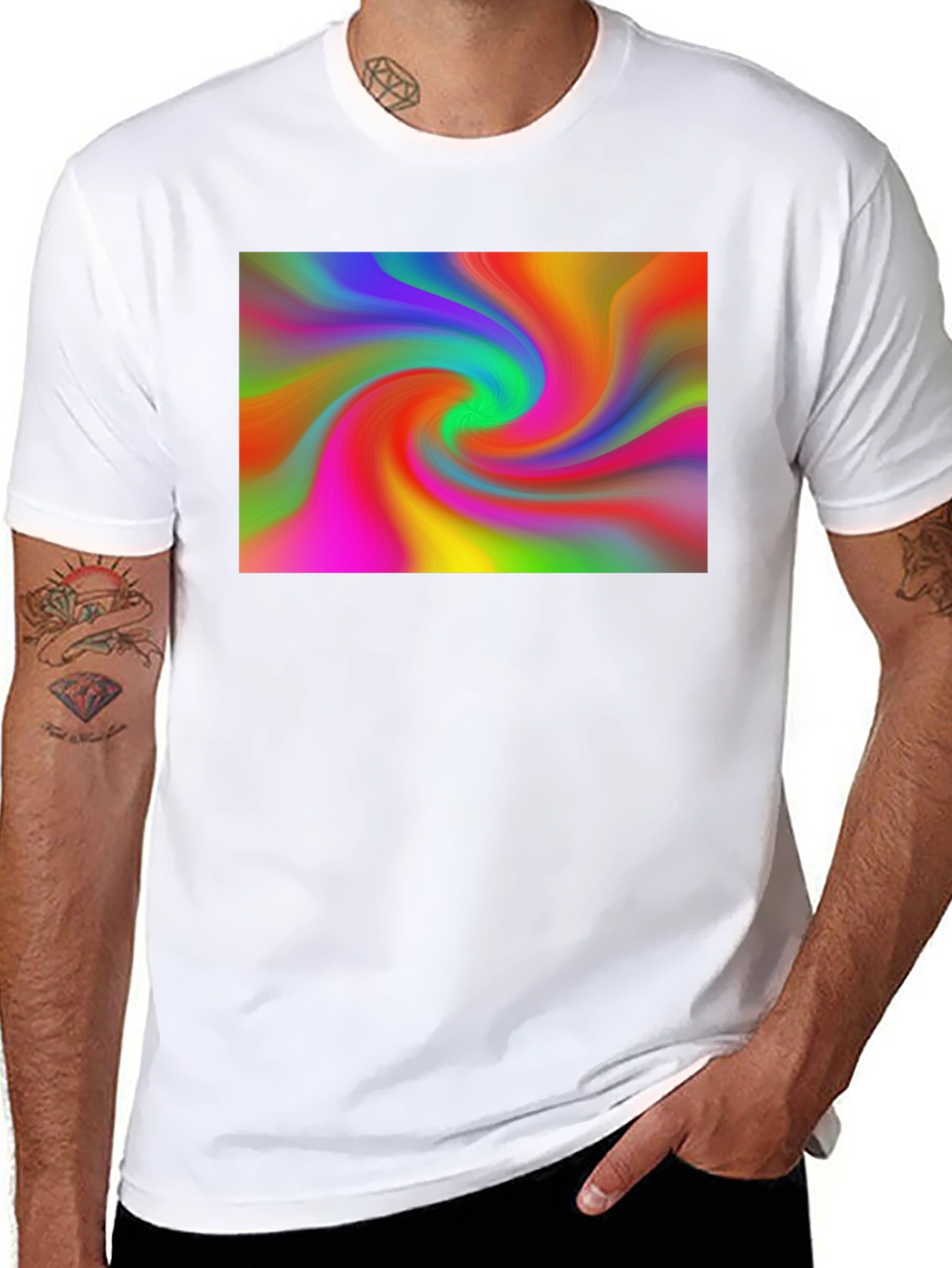 Vibrant Swirl Graphic Black T-Shirt