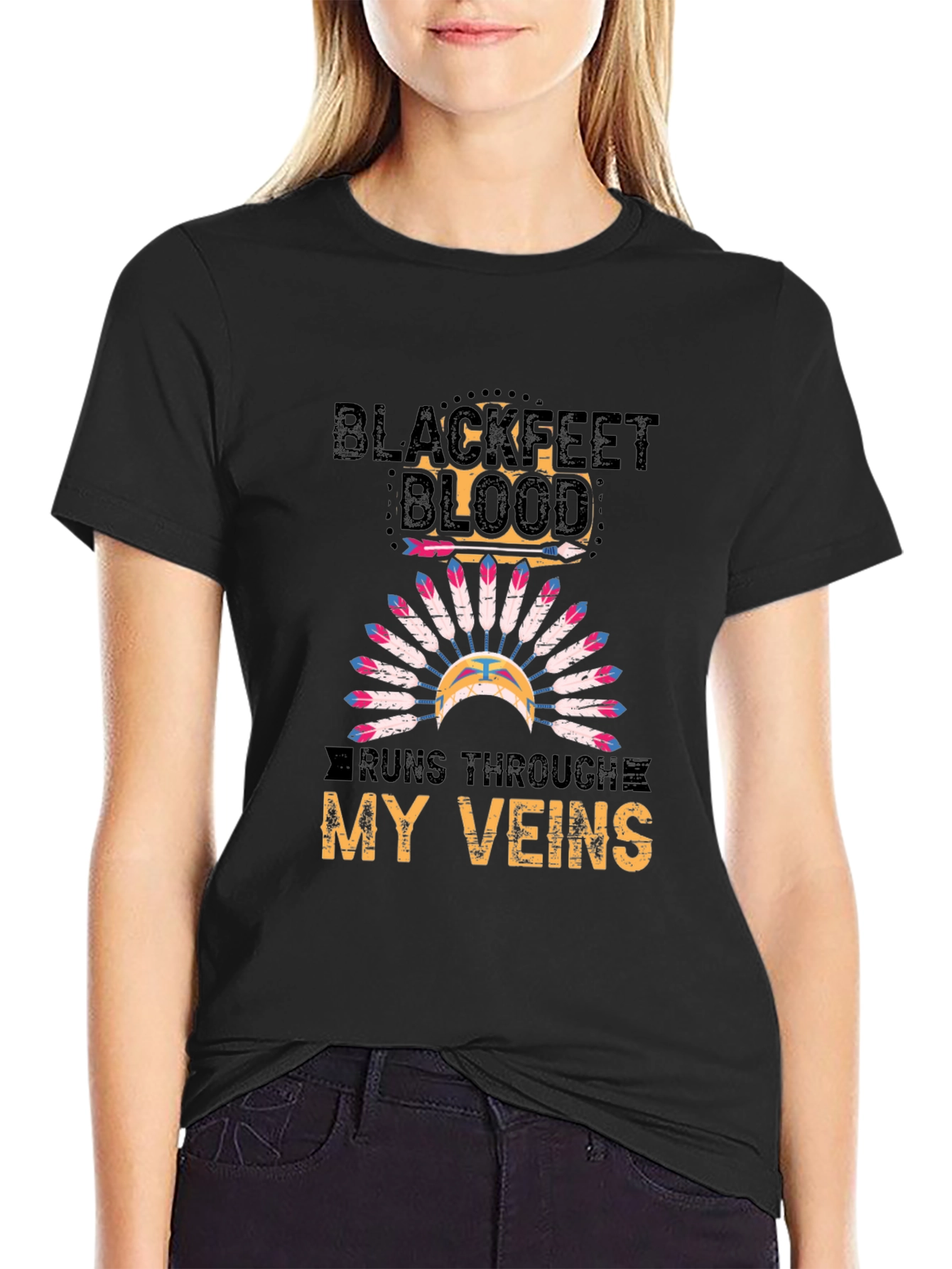 Blackfeet Blood Runs Through My Veins T-Shirt