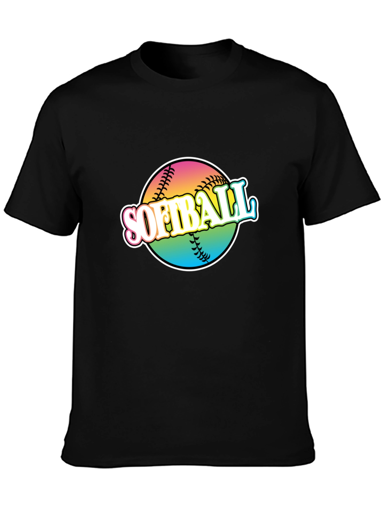 Rainbow Softball Graphic T-Shirt