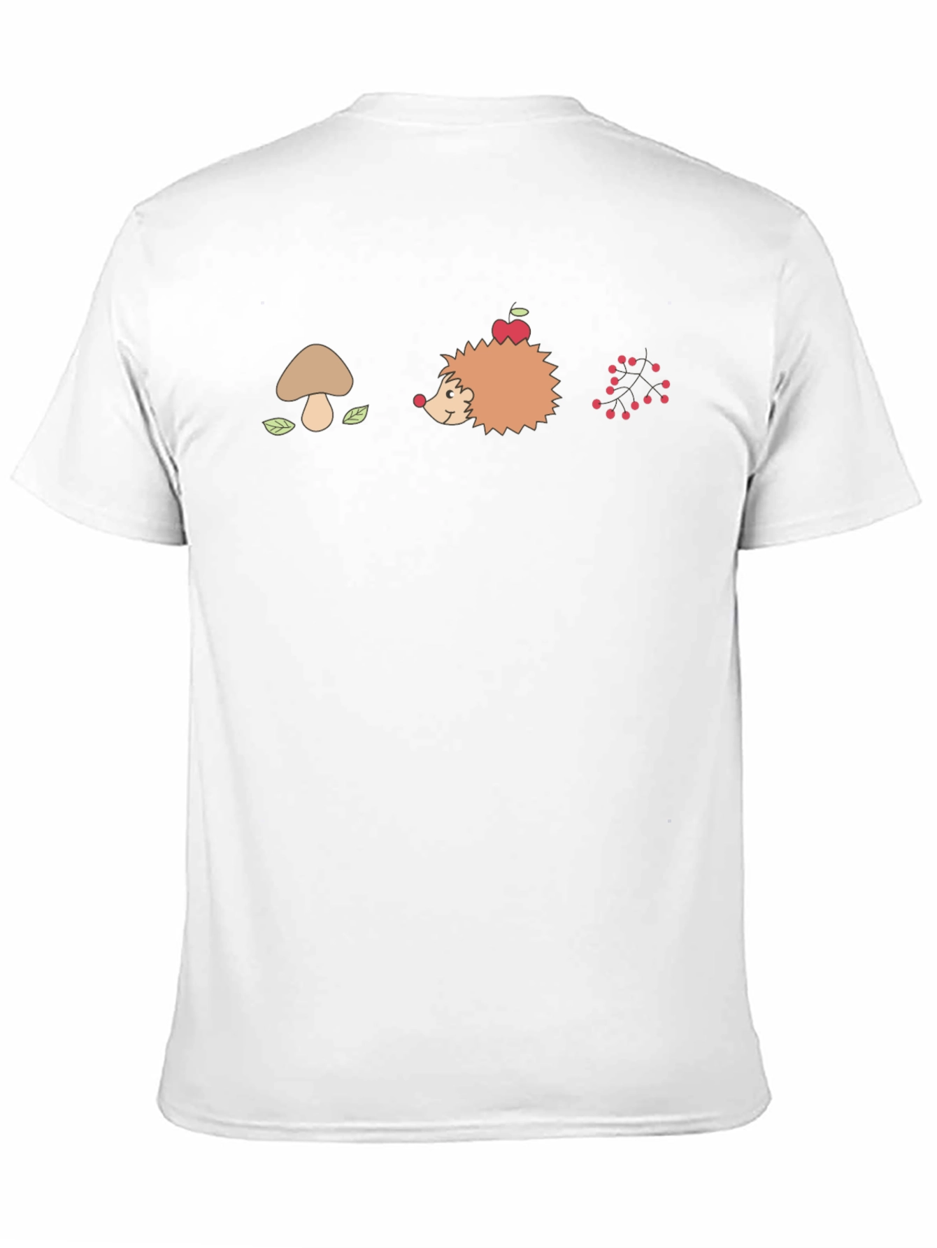 Mens Black Graphic T-Shirt - Mushroom Hedgehog Berries Design