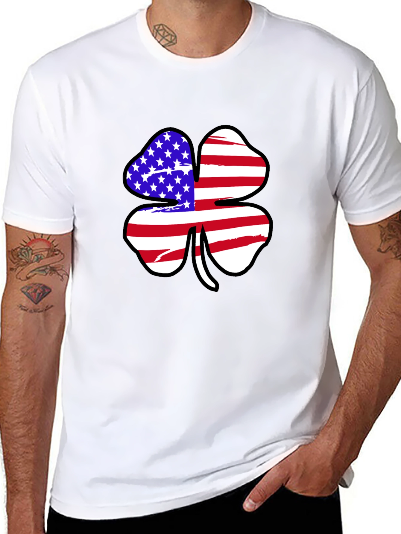 American Flag Shamrock Graphic T-Shirt