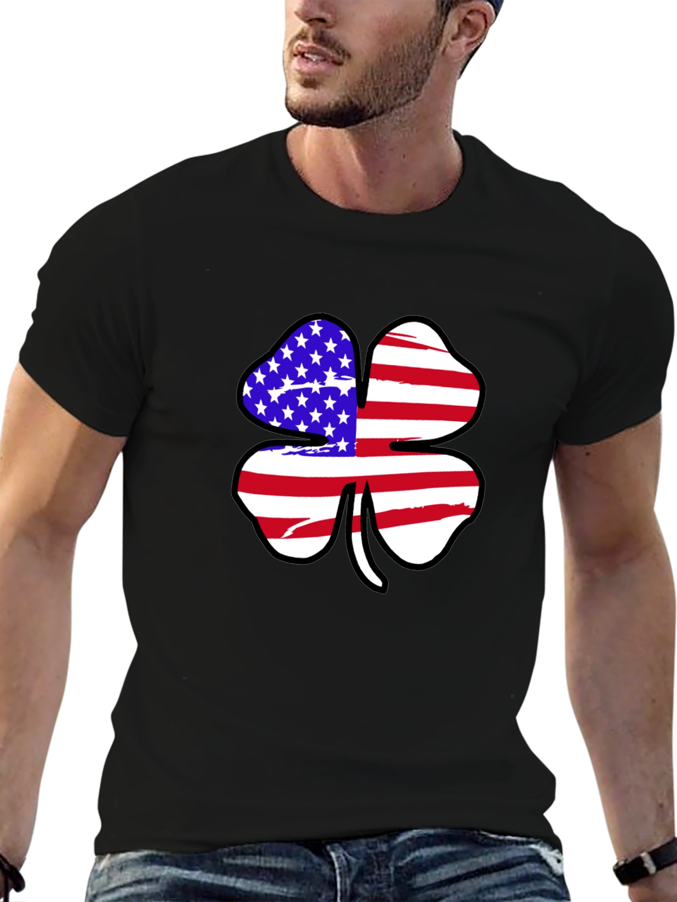American Flag Shamrock Graphic T-Shirt