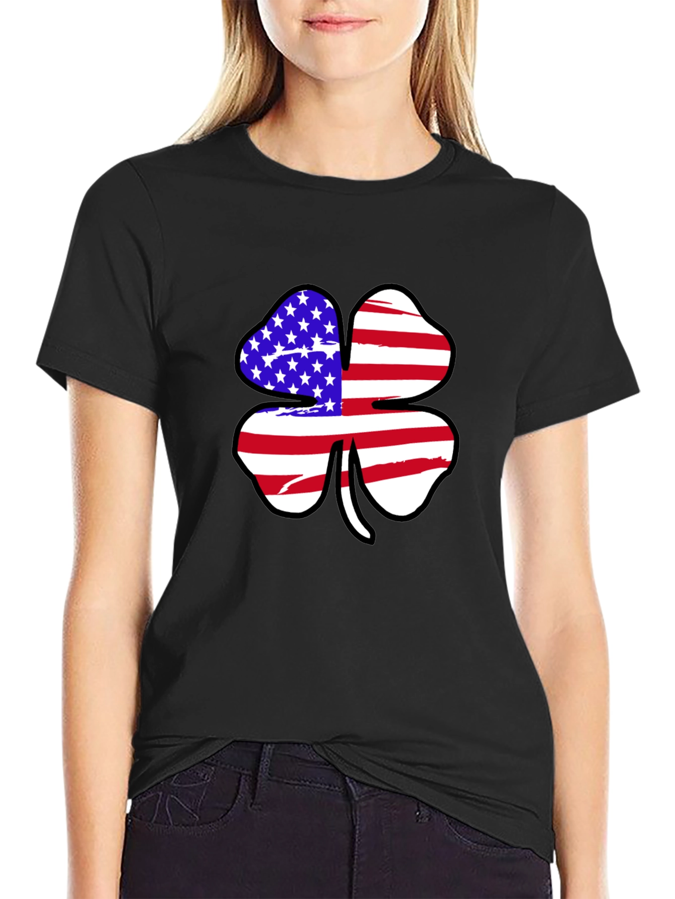 American Flag Shamrock Graphic T-Shirt