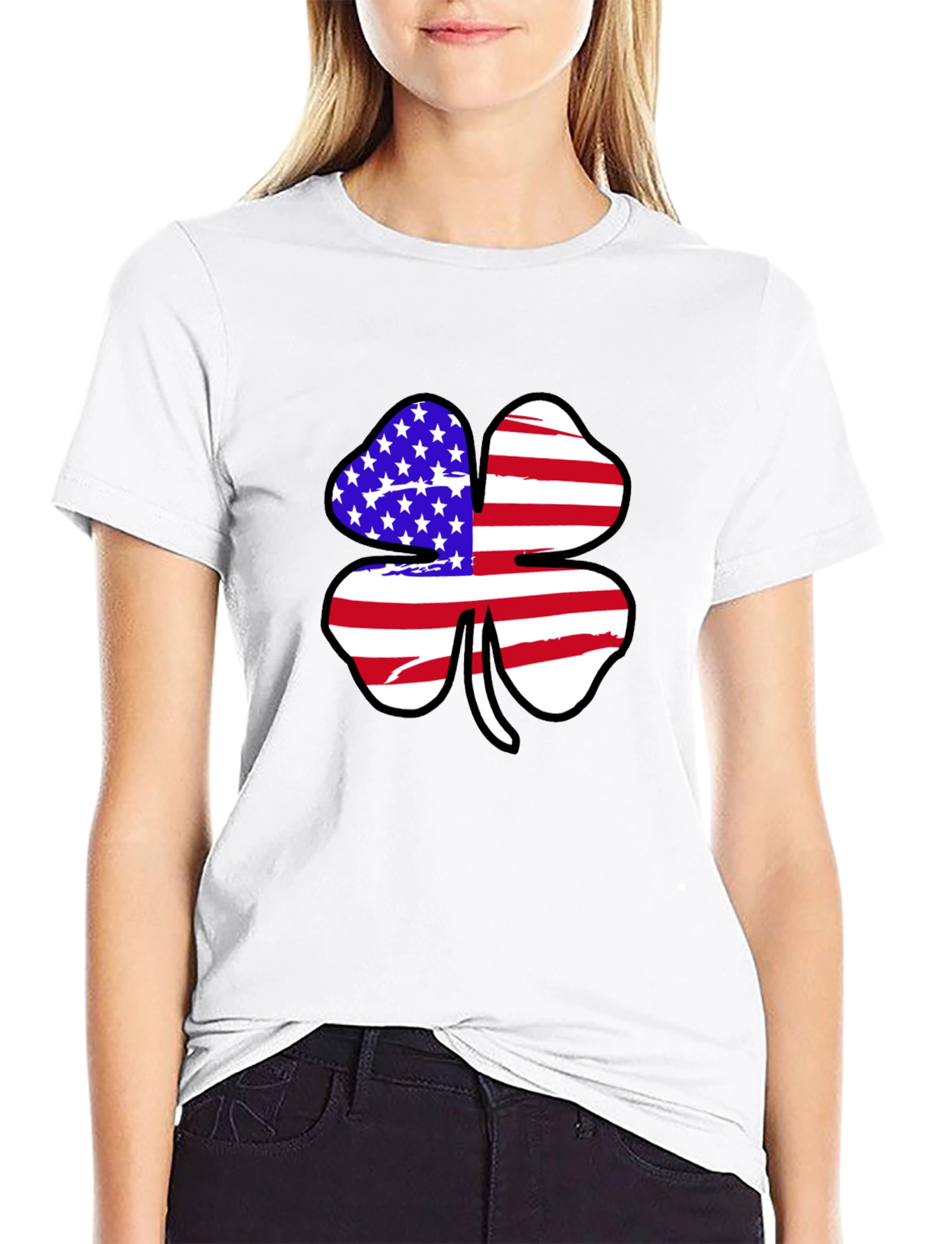 American Flag Shamrock Graphic T-Shirt