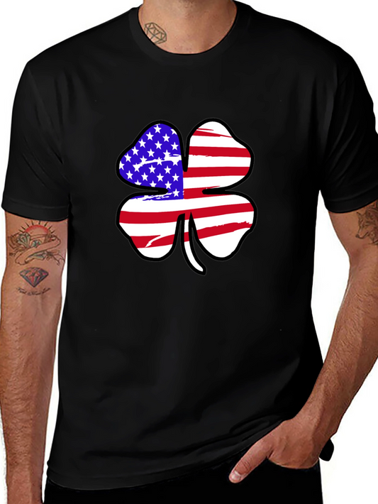 American Flag Shamrock Graphic T-Shirt