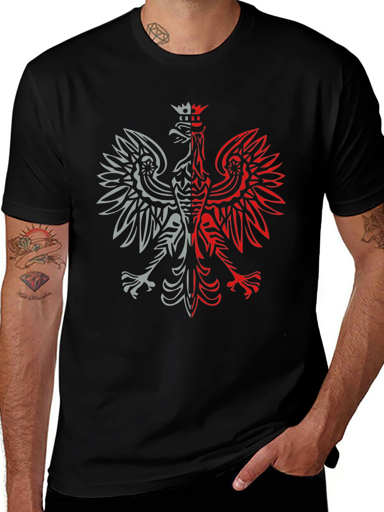 Polish Eagle Graphic Tee - Black Patriotic Shirt