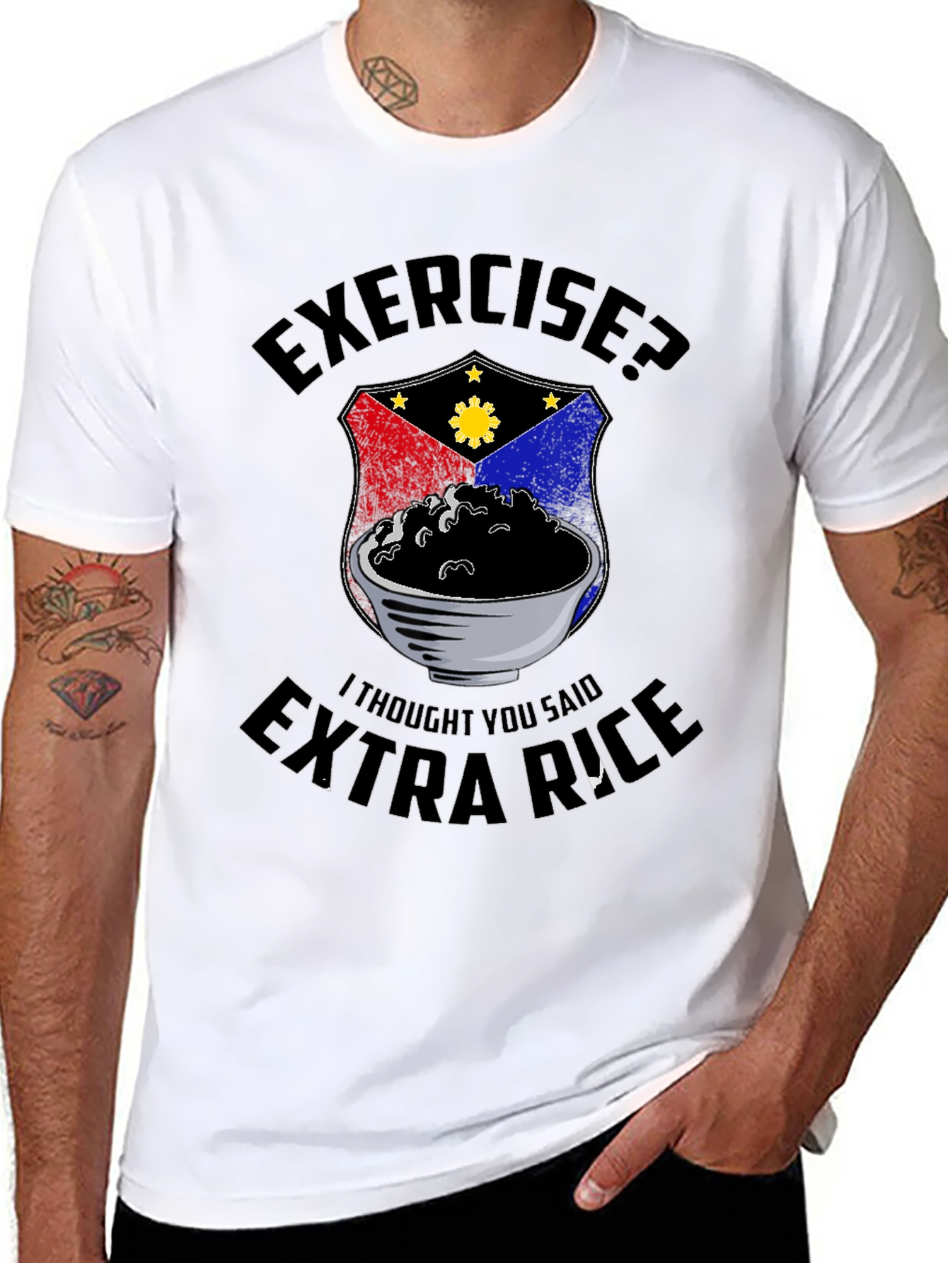 Exercise? Extra Rice T-Shirt - Funny Filipino Pride Tee