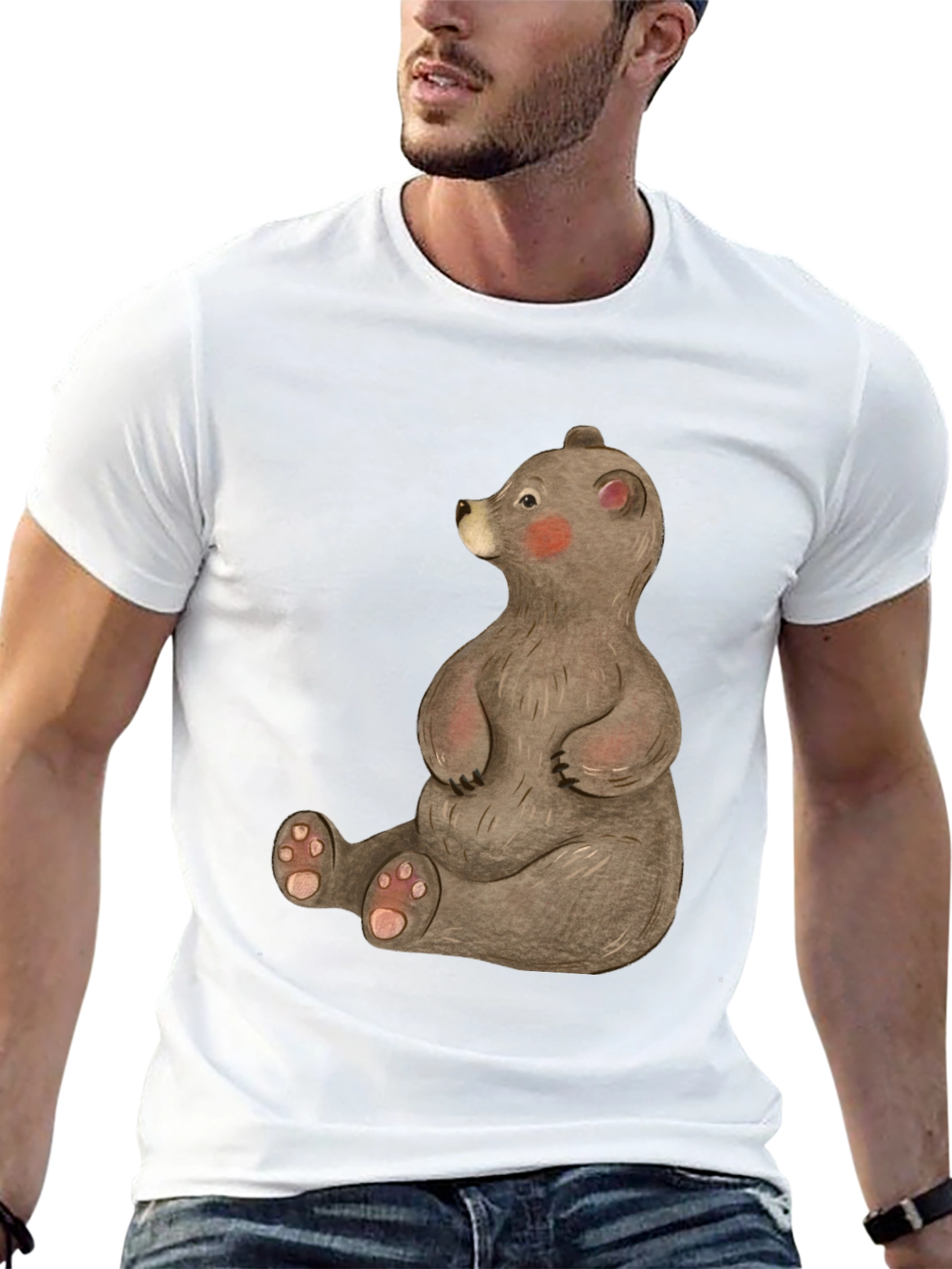 Cute Bear Graphic Tee - Soft Cotton Blend T-Shirt
