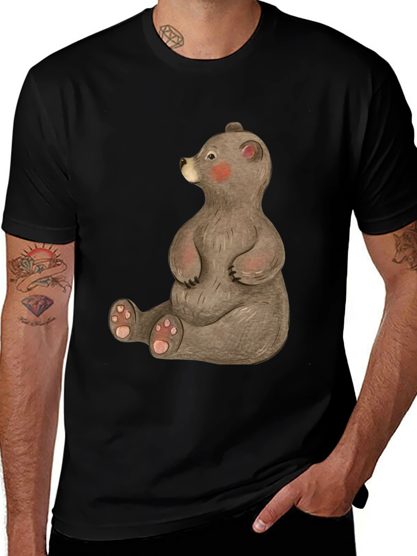 Cute Bear Graphic Tee - Soft Cotton Blend T-Shirt