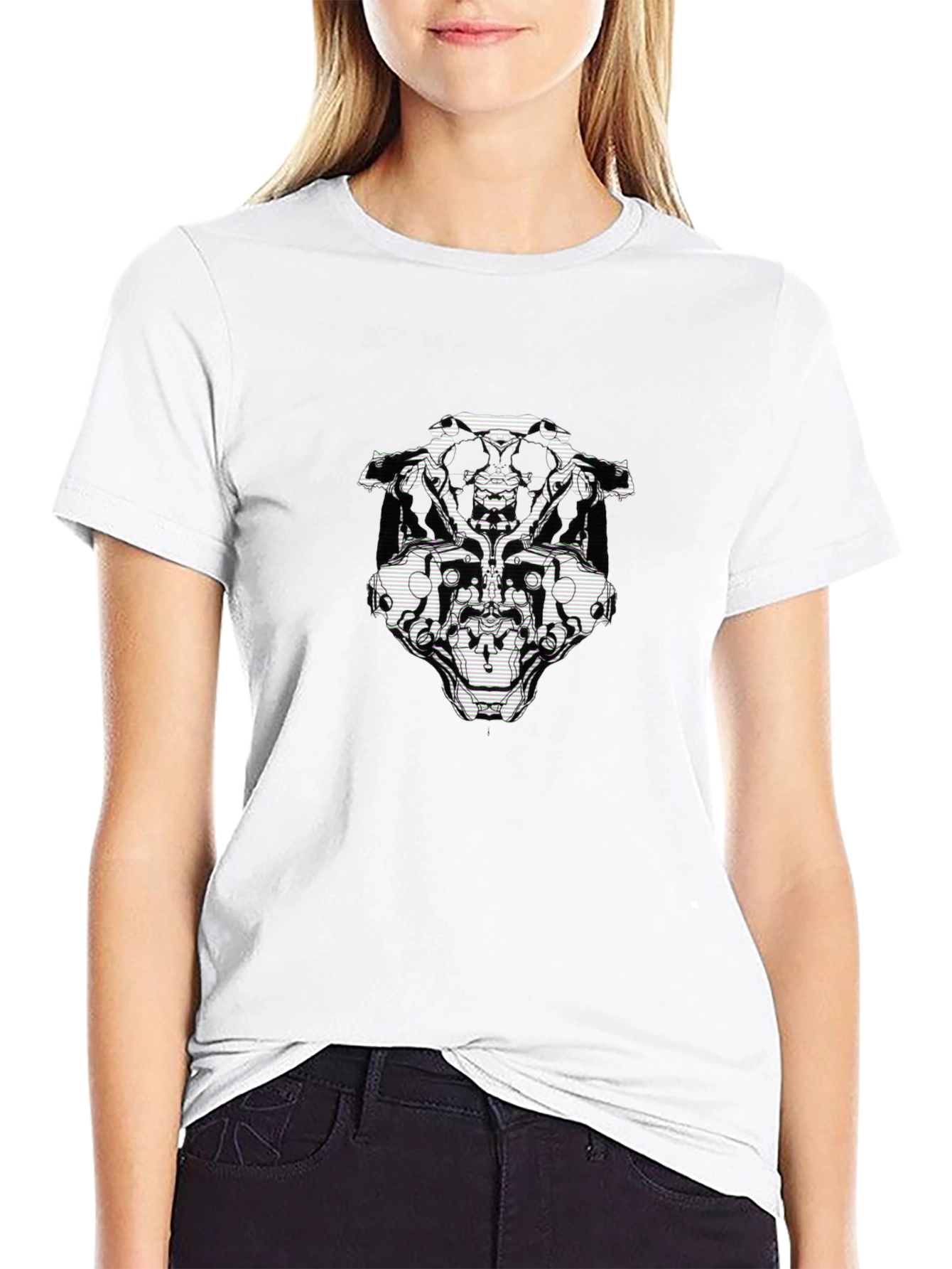 Abstract Graphic Print Black Casual Tee