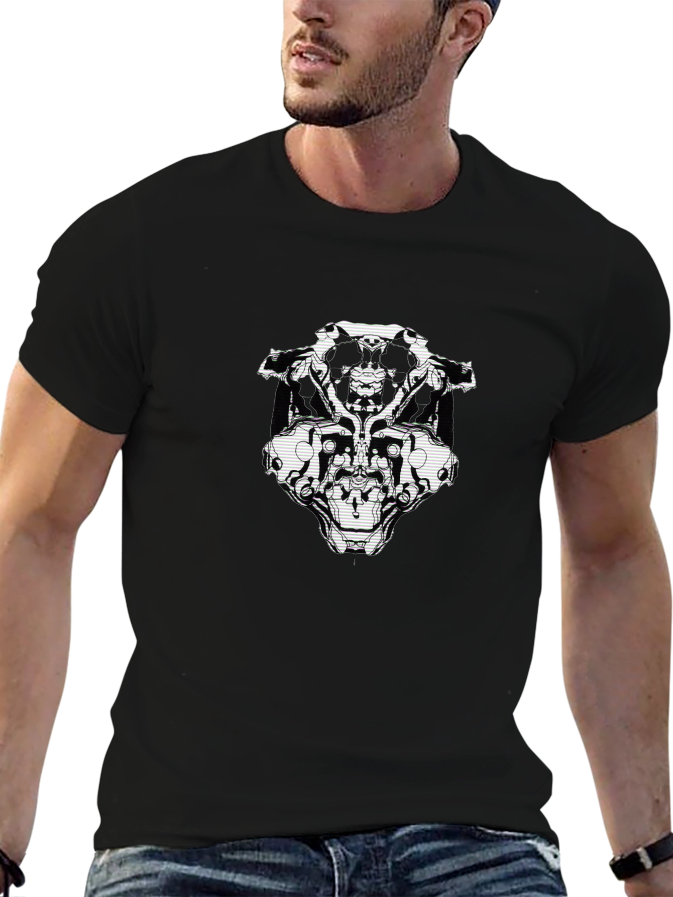 Abstract Graphic Print Black Casual Tee