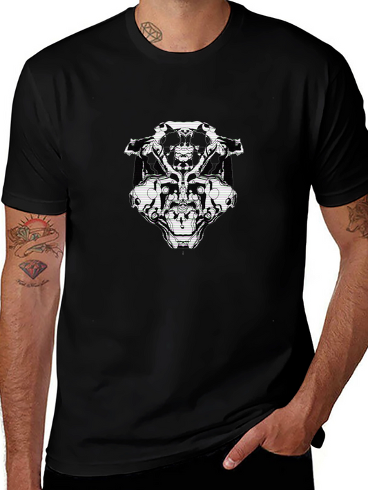 Abstract Graphic Print Black Casual Tee