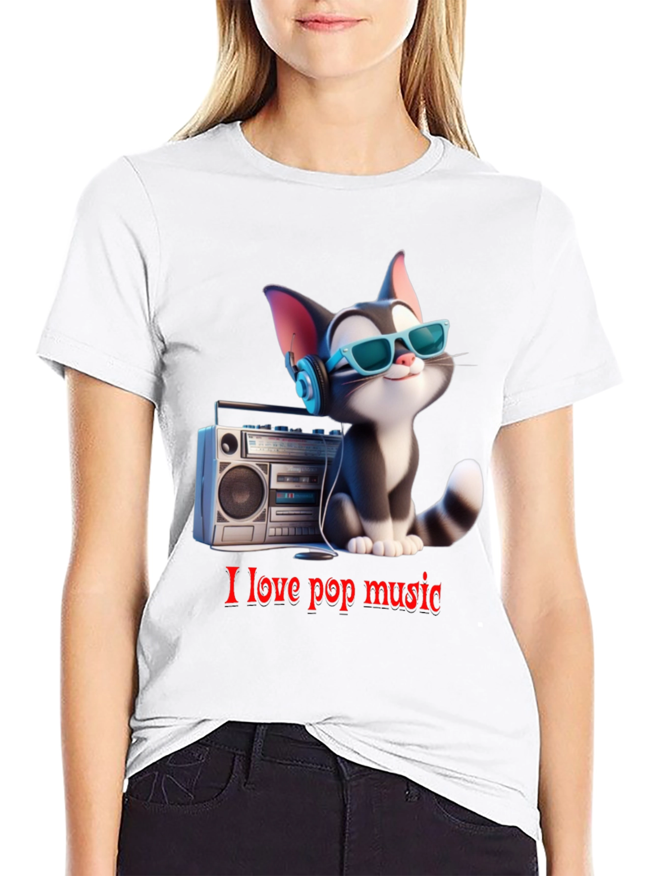 Cool Cat Loves Pop Music T-Shirt