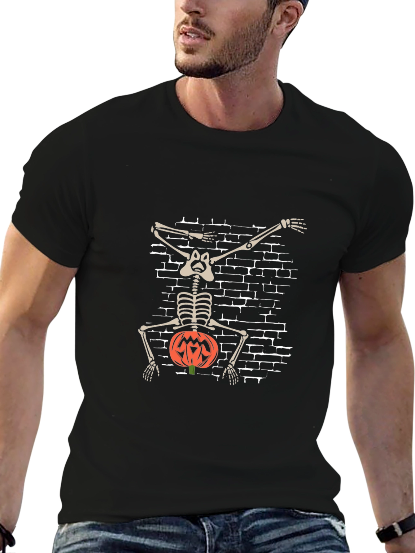 Halloween Skeleton Dabbing Pumpkin T-Shirt