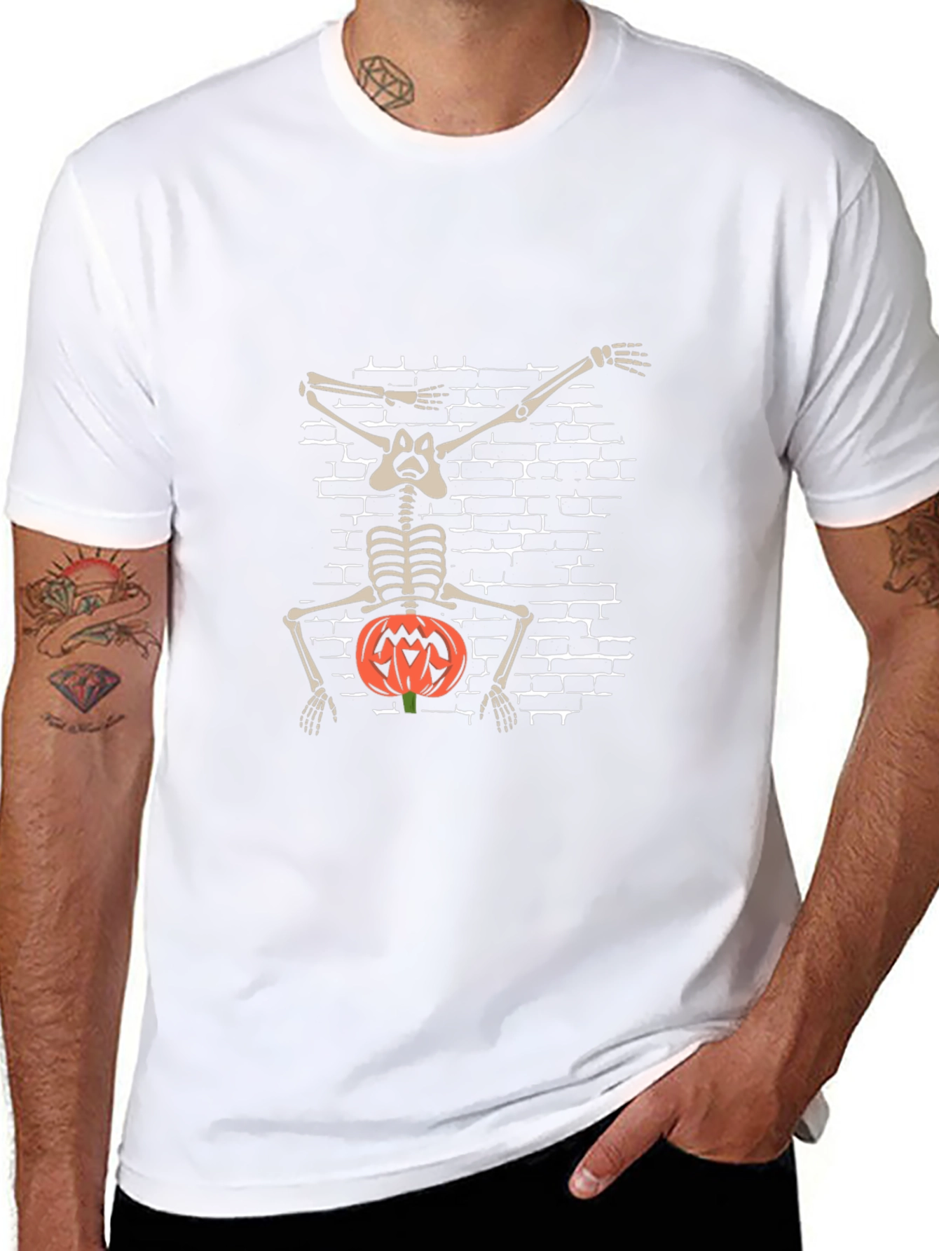 Halloween Skeleton Dabbing Pumpkin T-Shirt