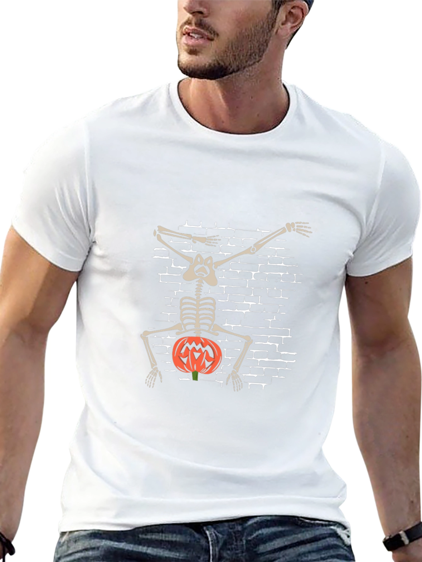 Halloween Skeleton Dabbing Pumpkin T-Shirt