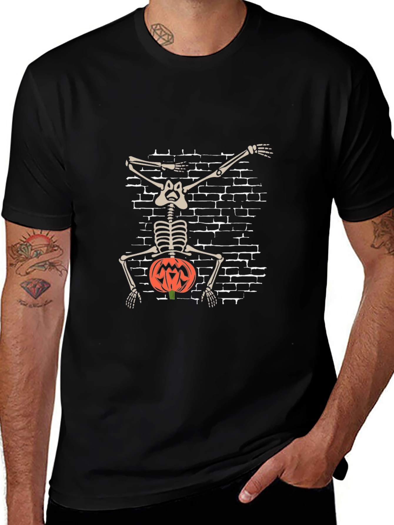 Halloween Skeleton Dabbing Pumpkin T-Shirt