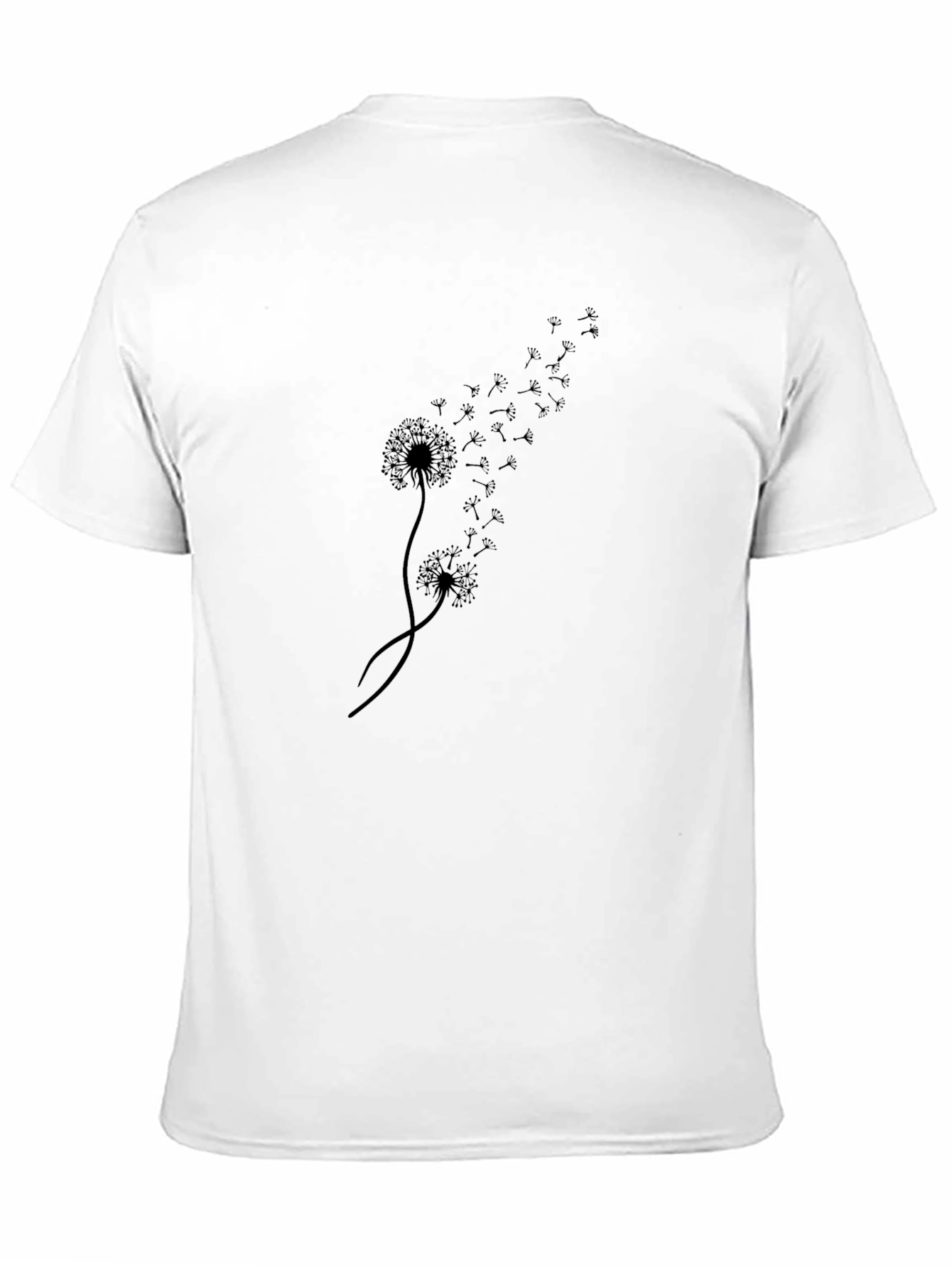 Dandelion Print Black T-Shirt - Casual Cotton Tee