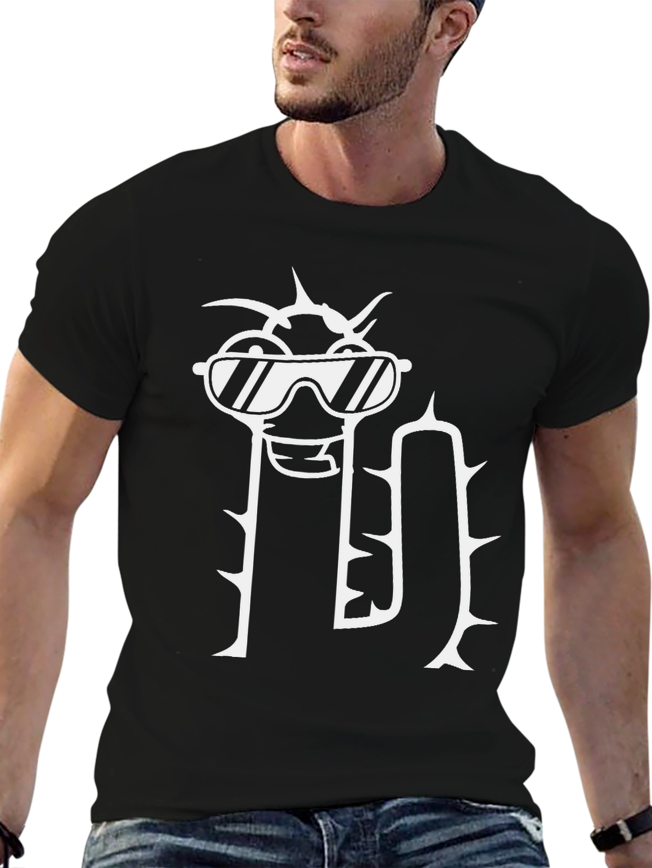 Cool Cactus Graphic T-Shirt - Mens Black Tee