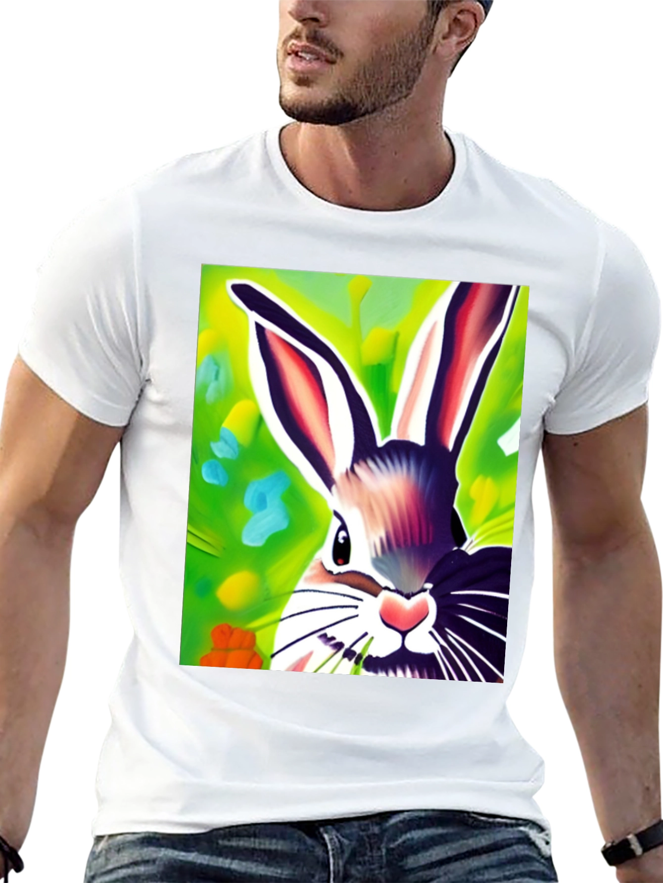 Vibrant Bunny Graphic Tee - Unisex Cotton Shirt