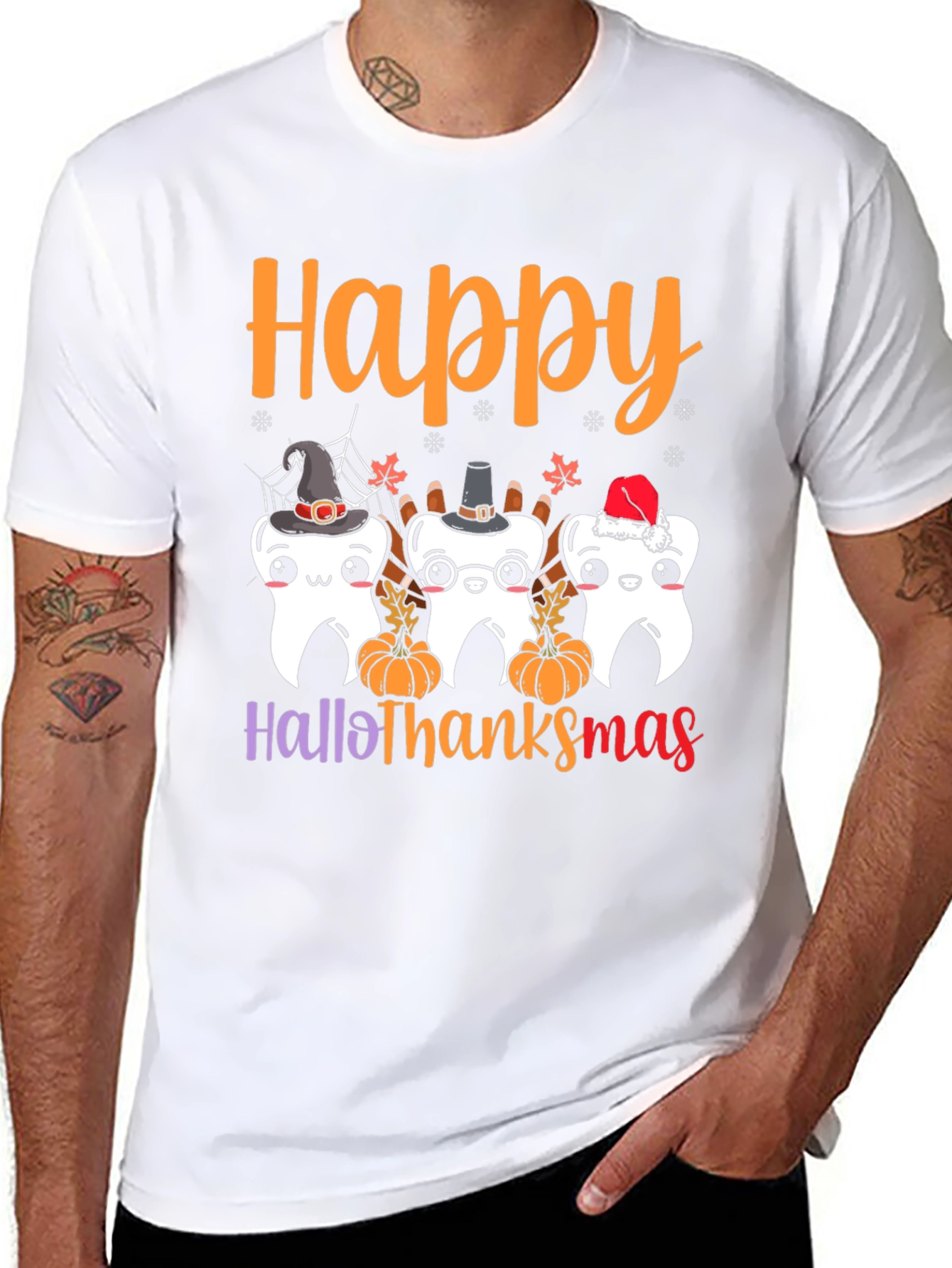 Happy Hallothanksmas Holiday Graphic T-Shirt