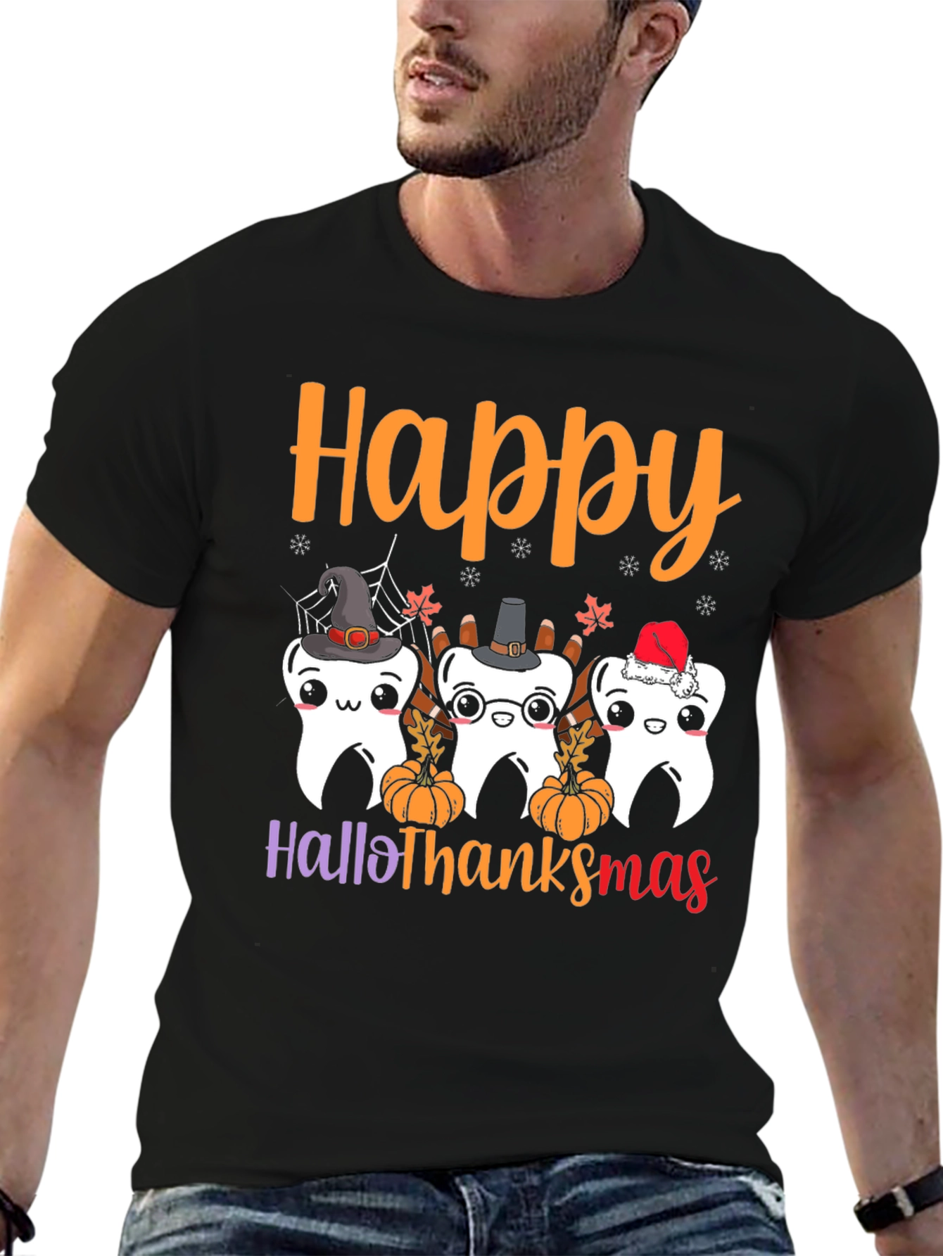 Happy Hallothanksmas Holiday Graphic T-Shirt
