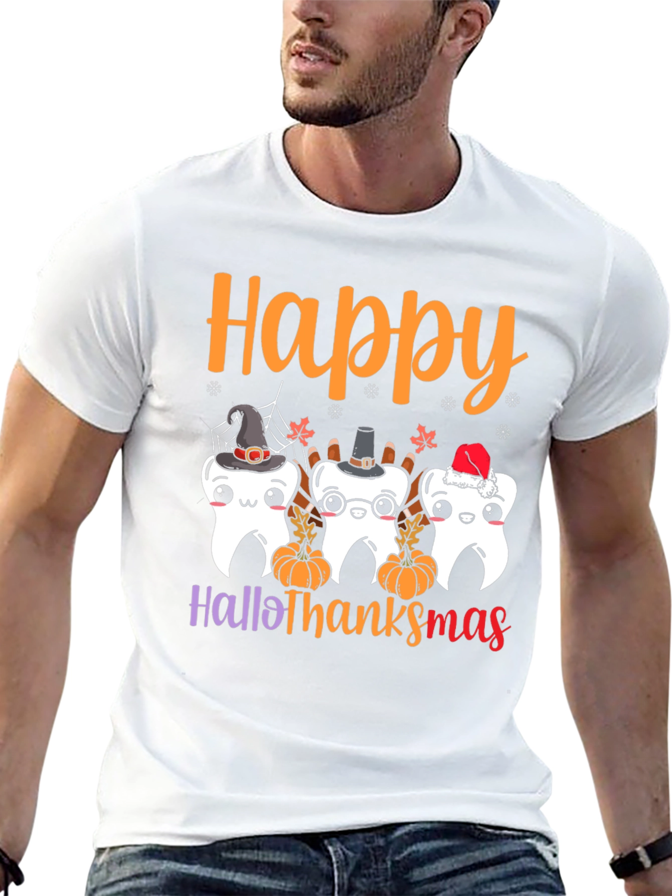 Happy Hallothanksmas Holiday Graphic T-Shirt