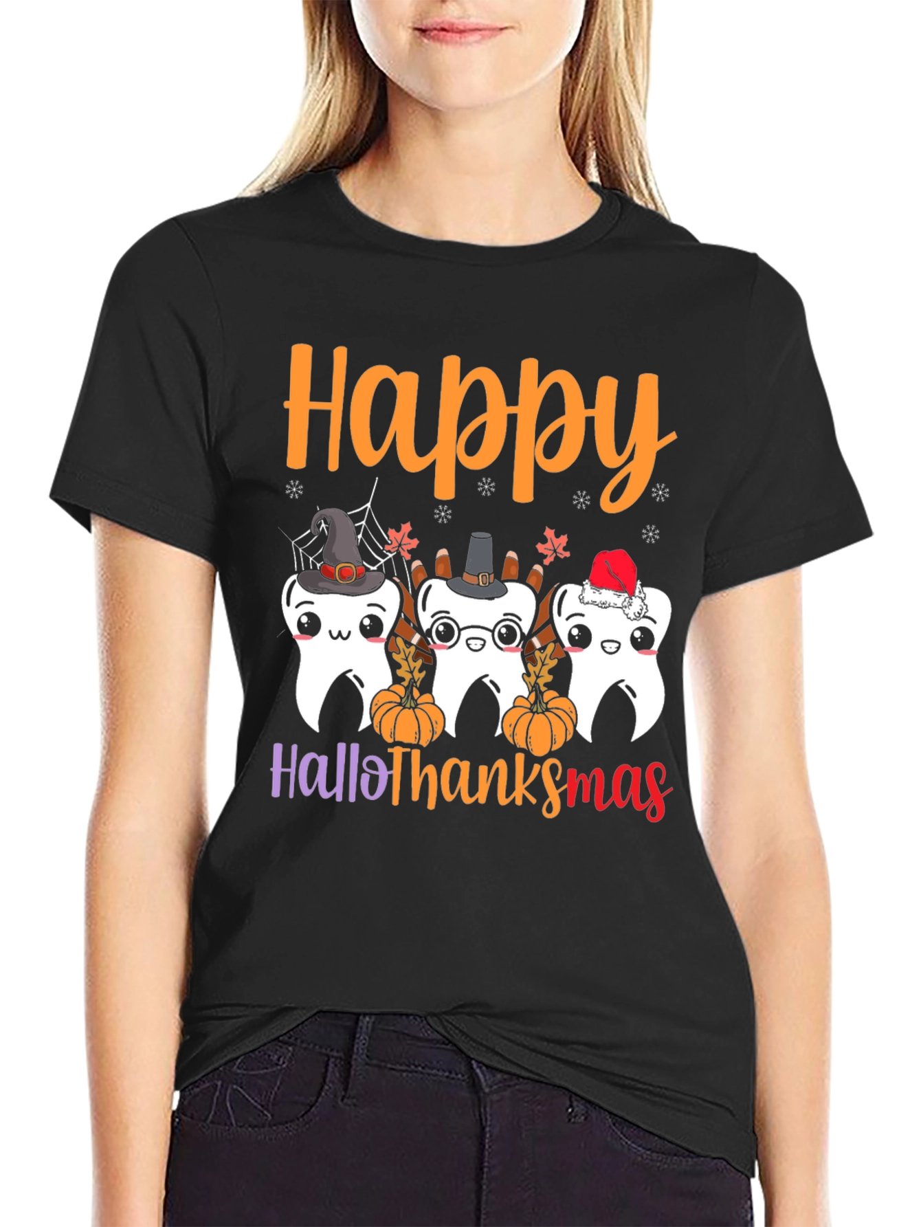 Happy Hallothanksmas Holiday Graphic T-Shirt