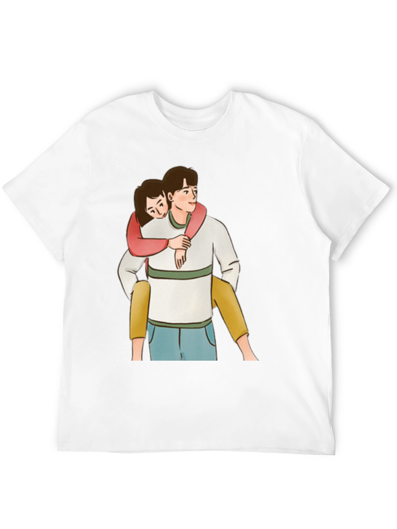 Cute Couple Piggyback Ride Black T-Shirt