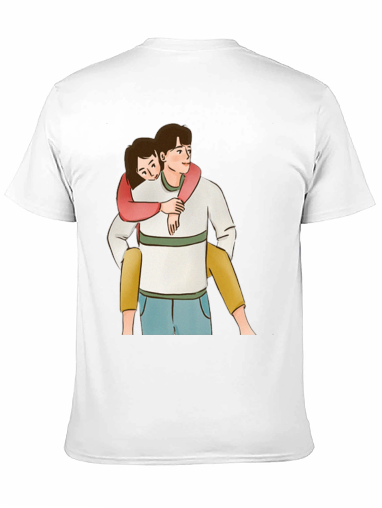 Cute Couple Piggyback Ride Black T-Shirt