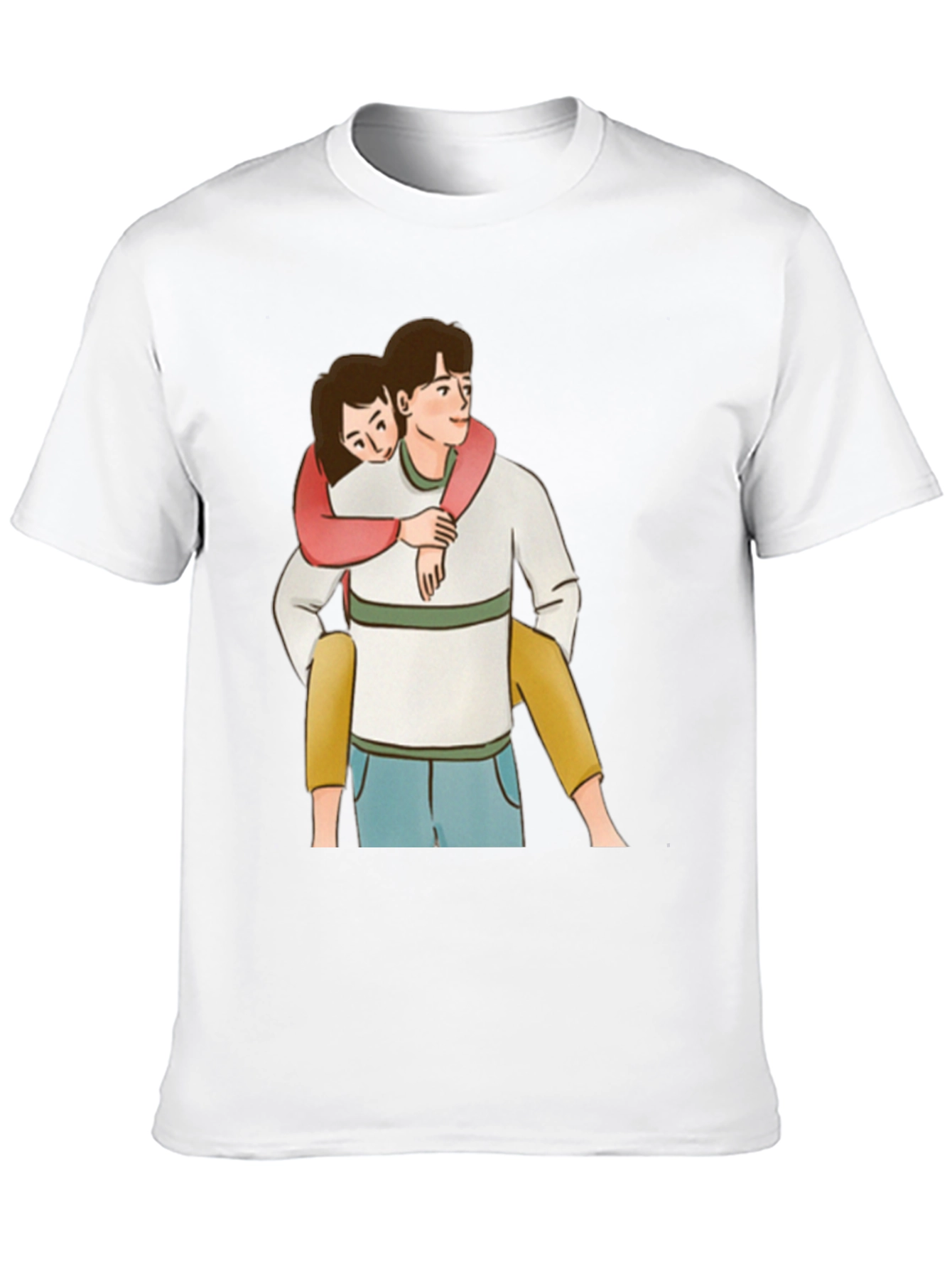 Cute Couple Piggyback Ride Black T-Shirt