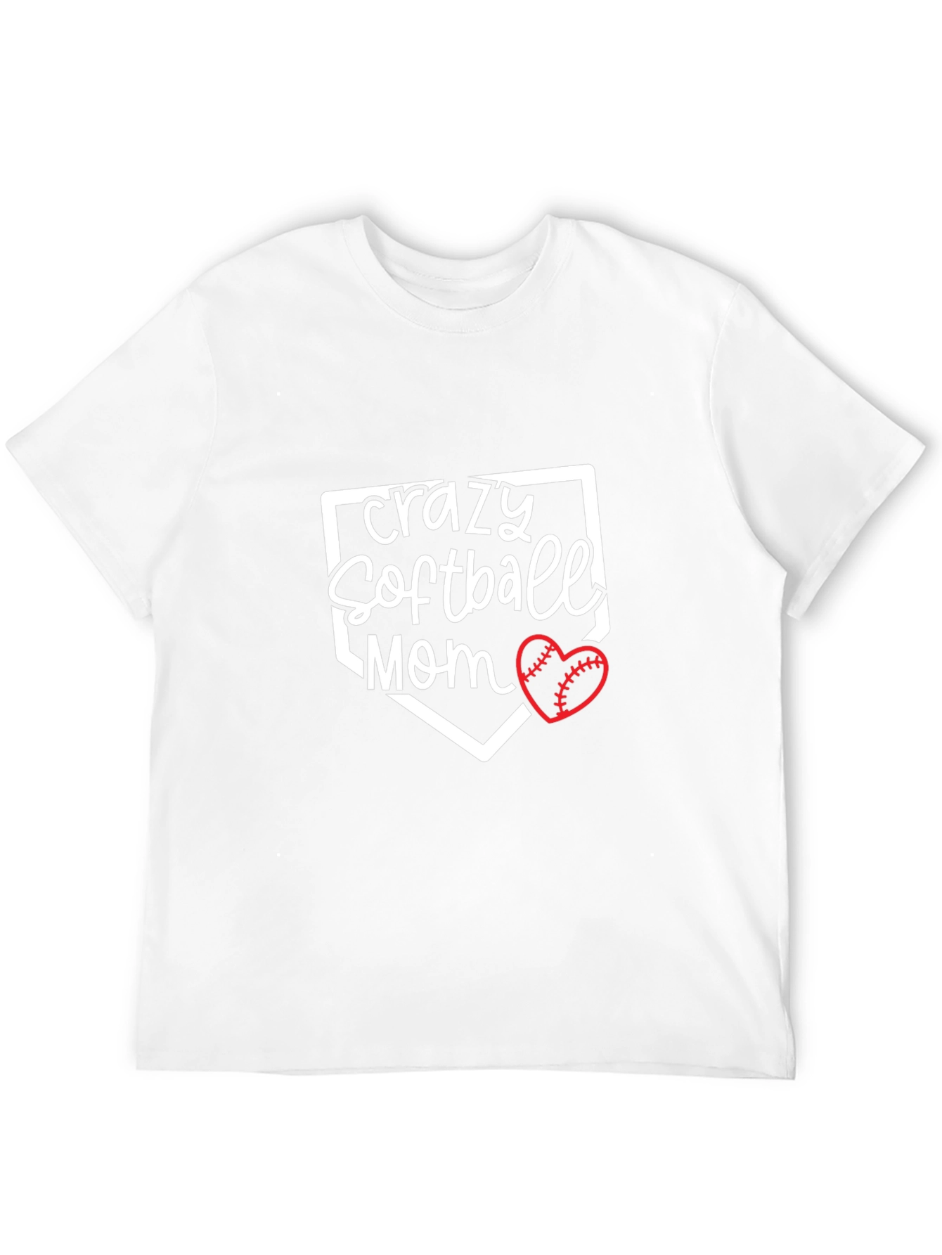 Crazy Softball Mom Tee - Baseball Heart Graphic T-Shirt
