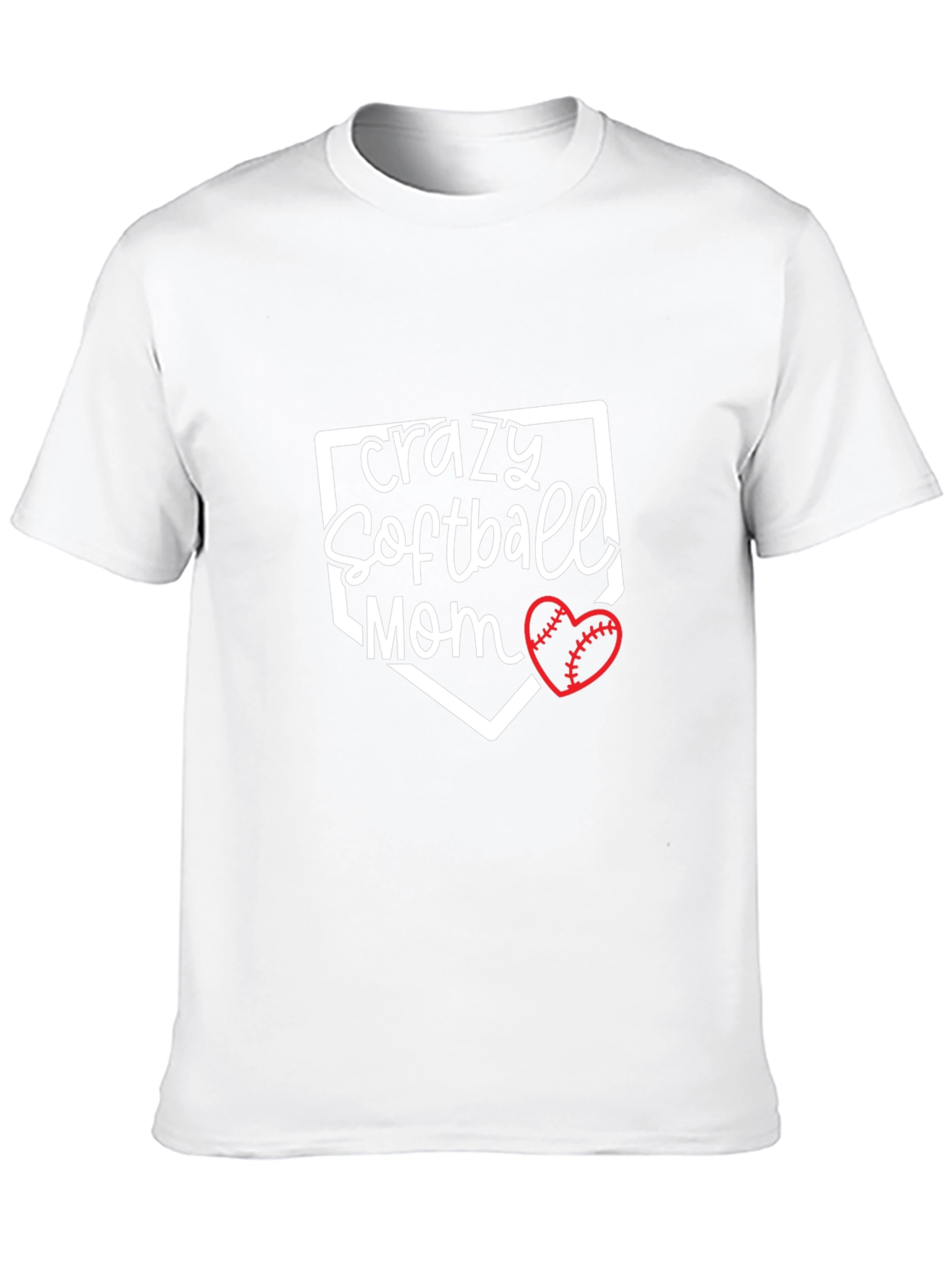 Crazy Softball Mom Tee - Baseball Heart Graphic T-Shirt